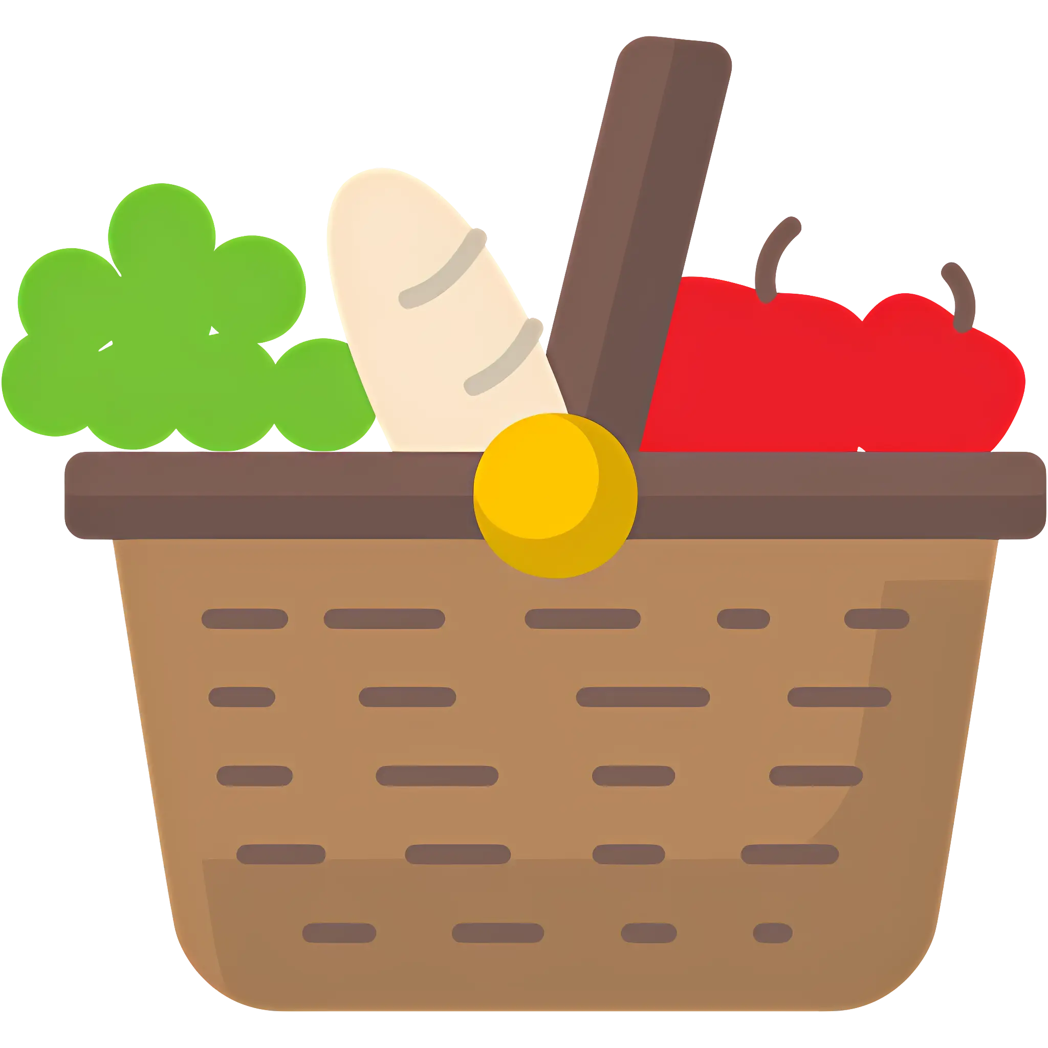 Cartoon Picnic Basket Filled with Food