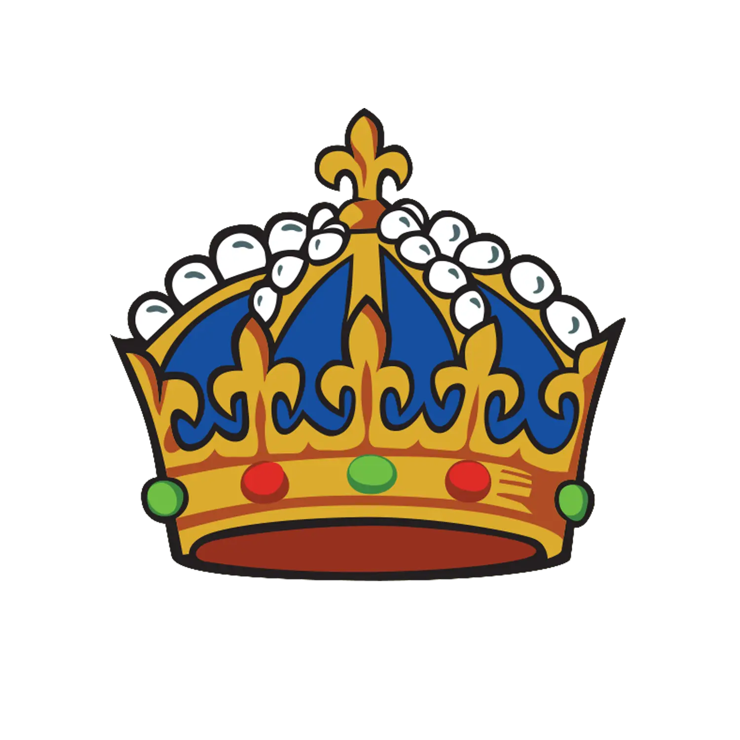 Cartoon Illustration of a Blue and Gold Royal Crown