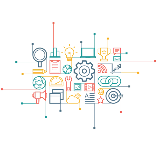 Colorful Technology Icons Illustration