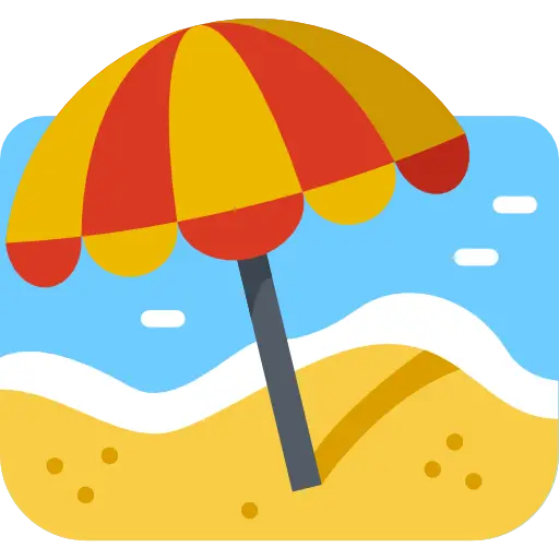 Beach Umbrella on Sandy Beach
