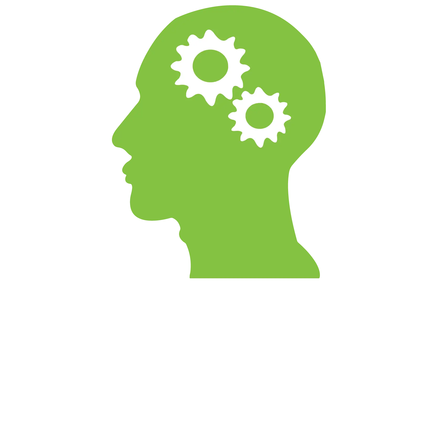 Green Head Icon with Gears Inside
