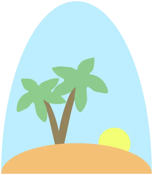 Illustration of a Beach Scene with Palm Trees