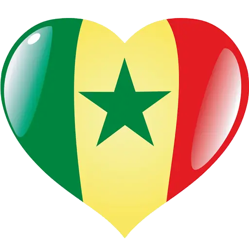 Senegal Flag in Heart Shape Design