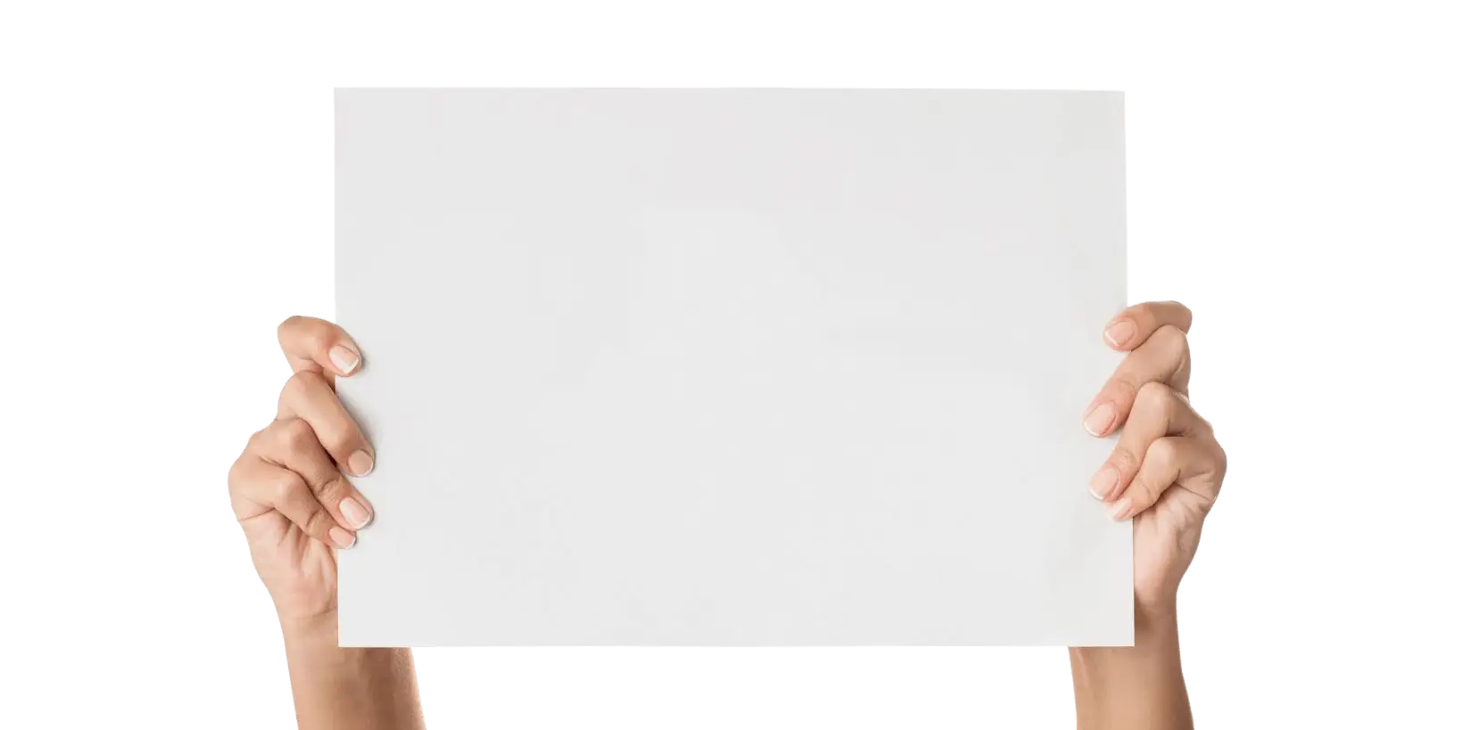 Blank White Sheet of Paper Held by Hands