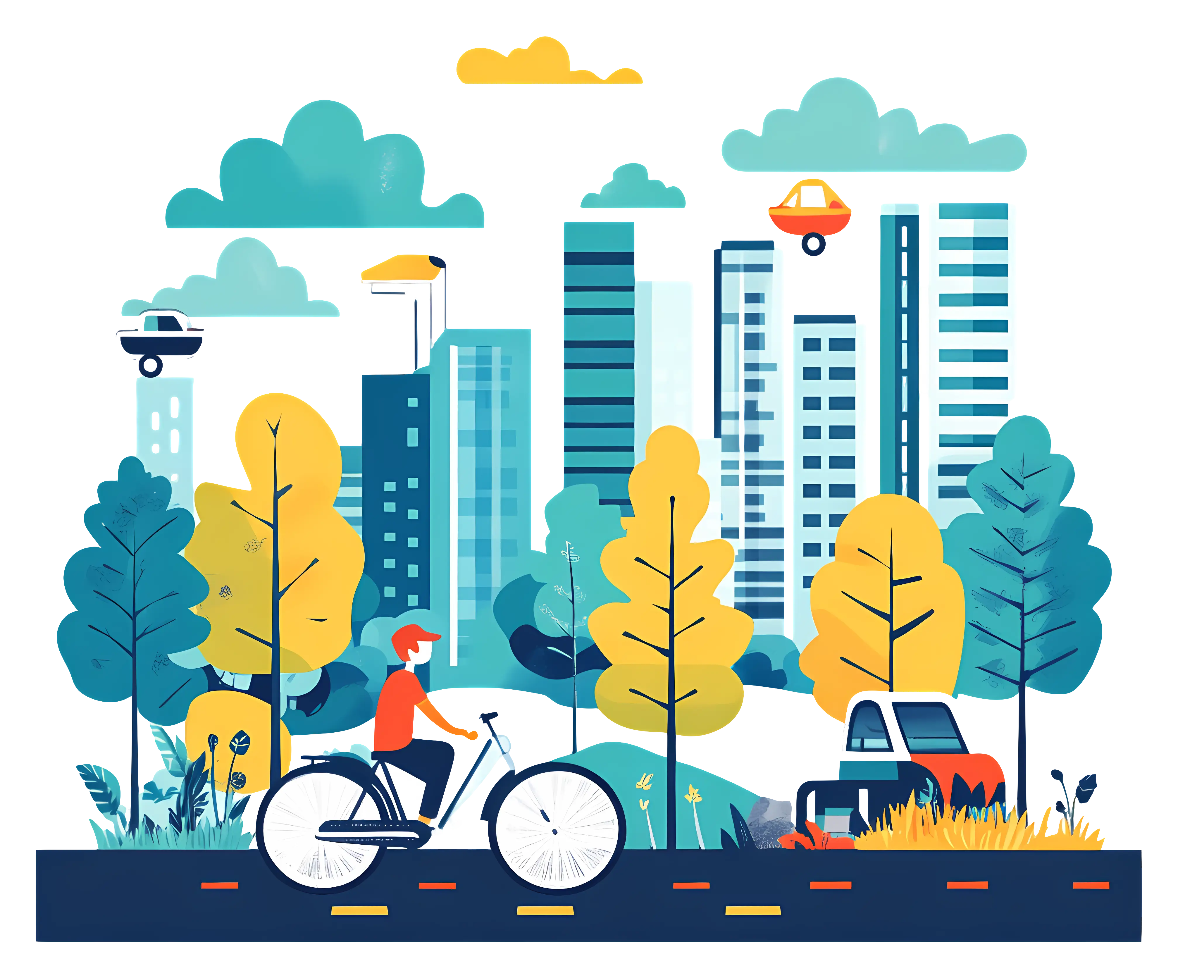 Cyclist in a Modern Urban Setting
