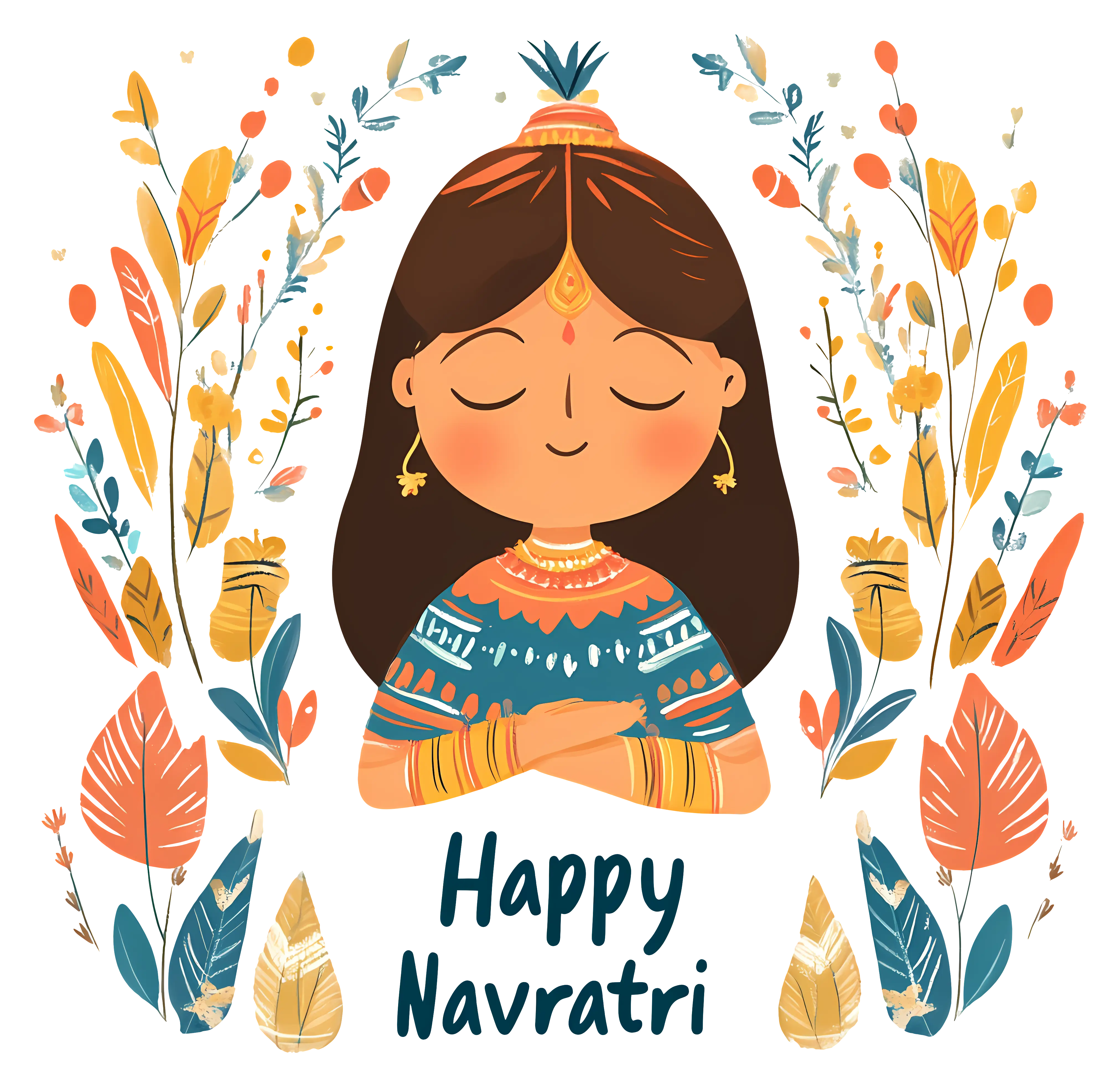 Happy Navratri Meditating Woman