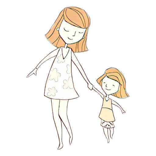Mother and Daughter Holding Hands