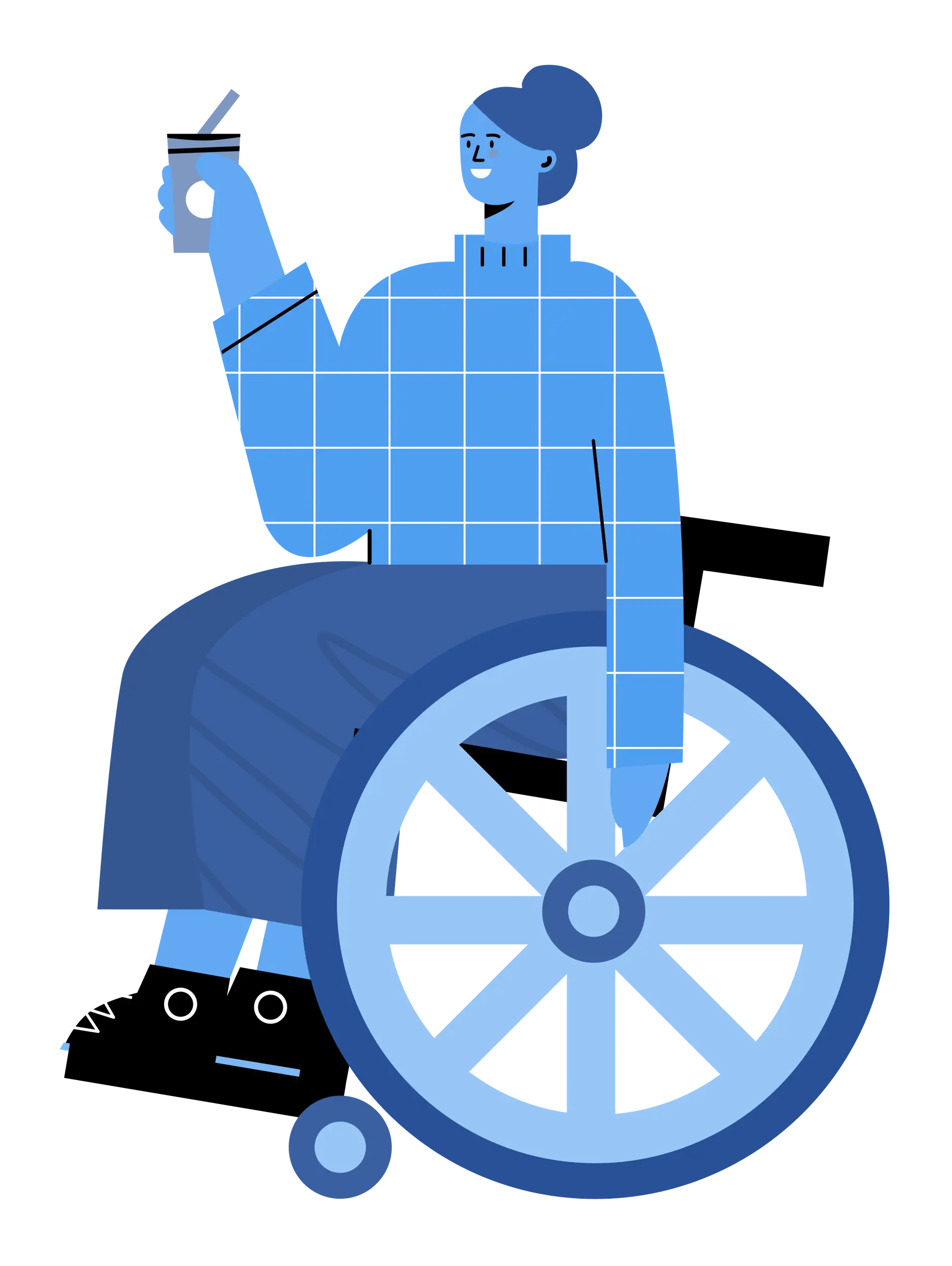 Person in Wheelchair with Coffee