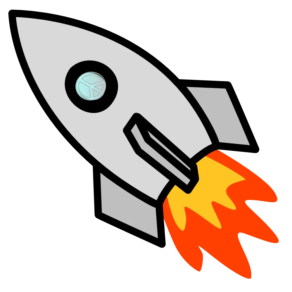 Cartoon Rocket Icon with Flame
