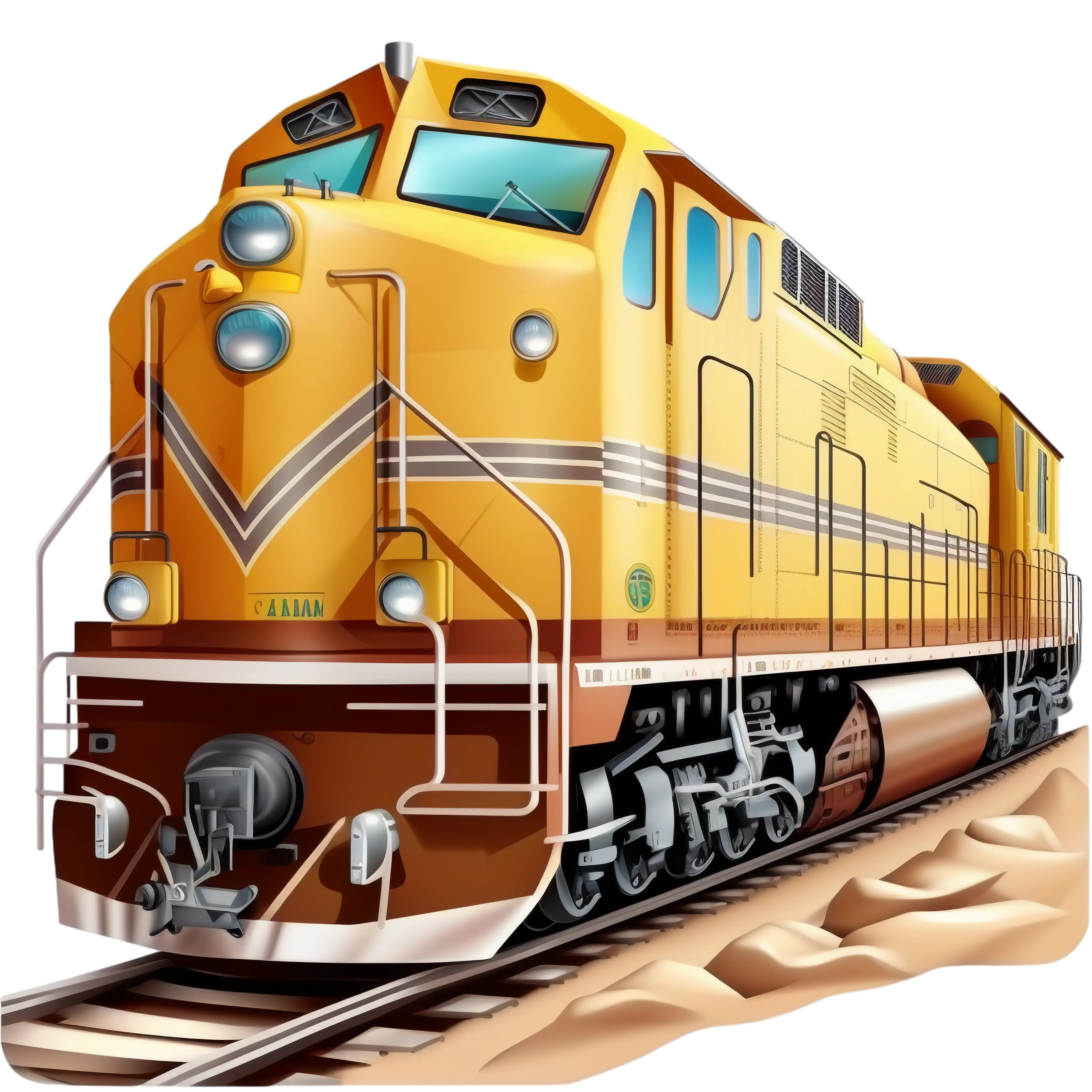 Modern Yellow Train on the Tracks