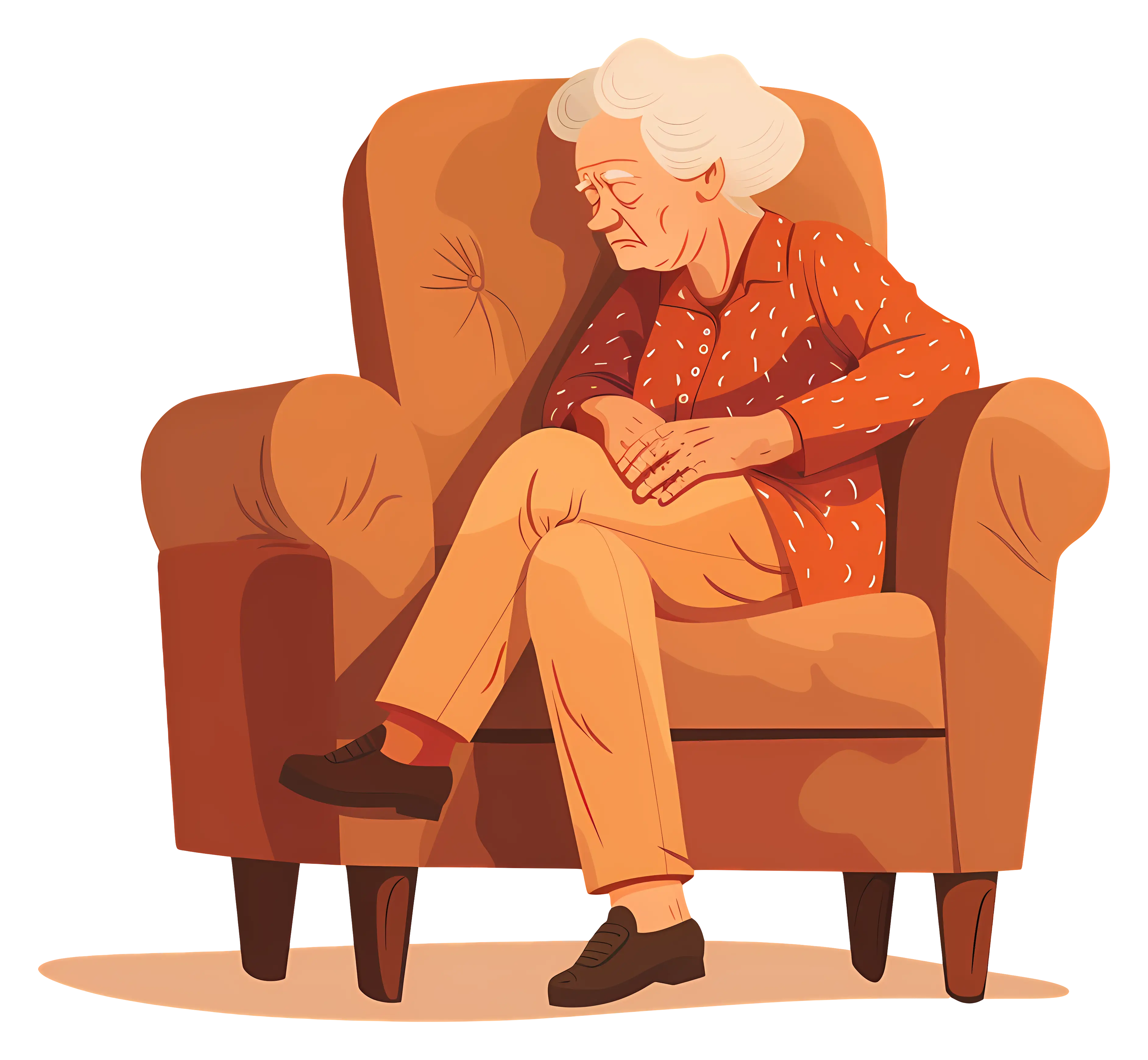 Elderly Woman Relaxing on Armchair