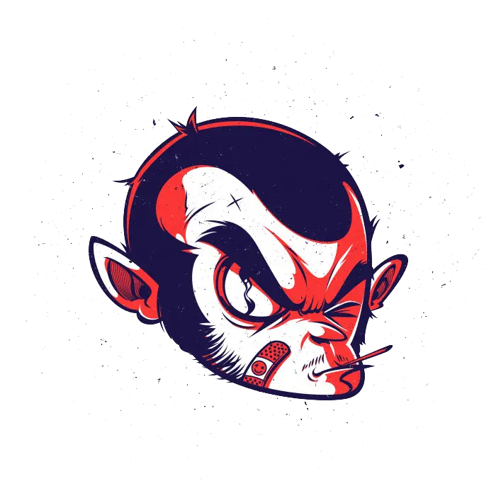 Tough Cartoon Monkey Head Illustration