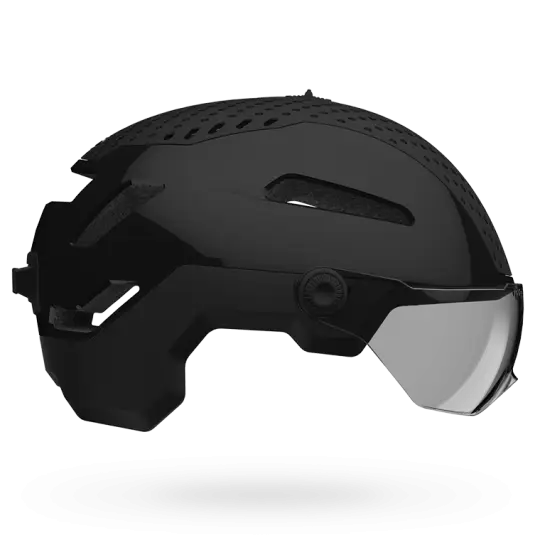 Black Helmet with Built-in Visor Design