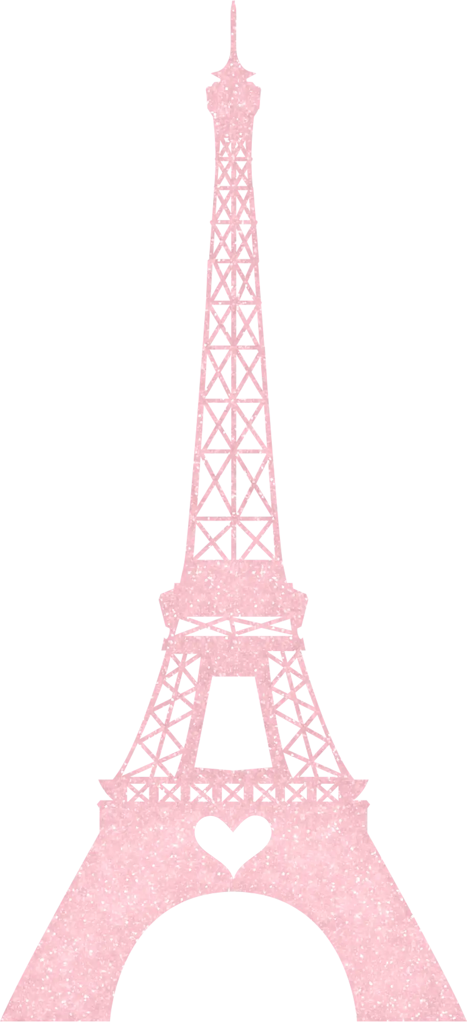 Pink Eiffel Tower Illustration with a Heart Detail