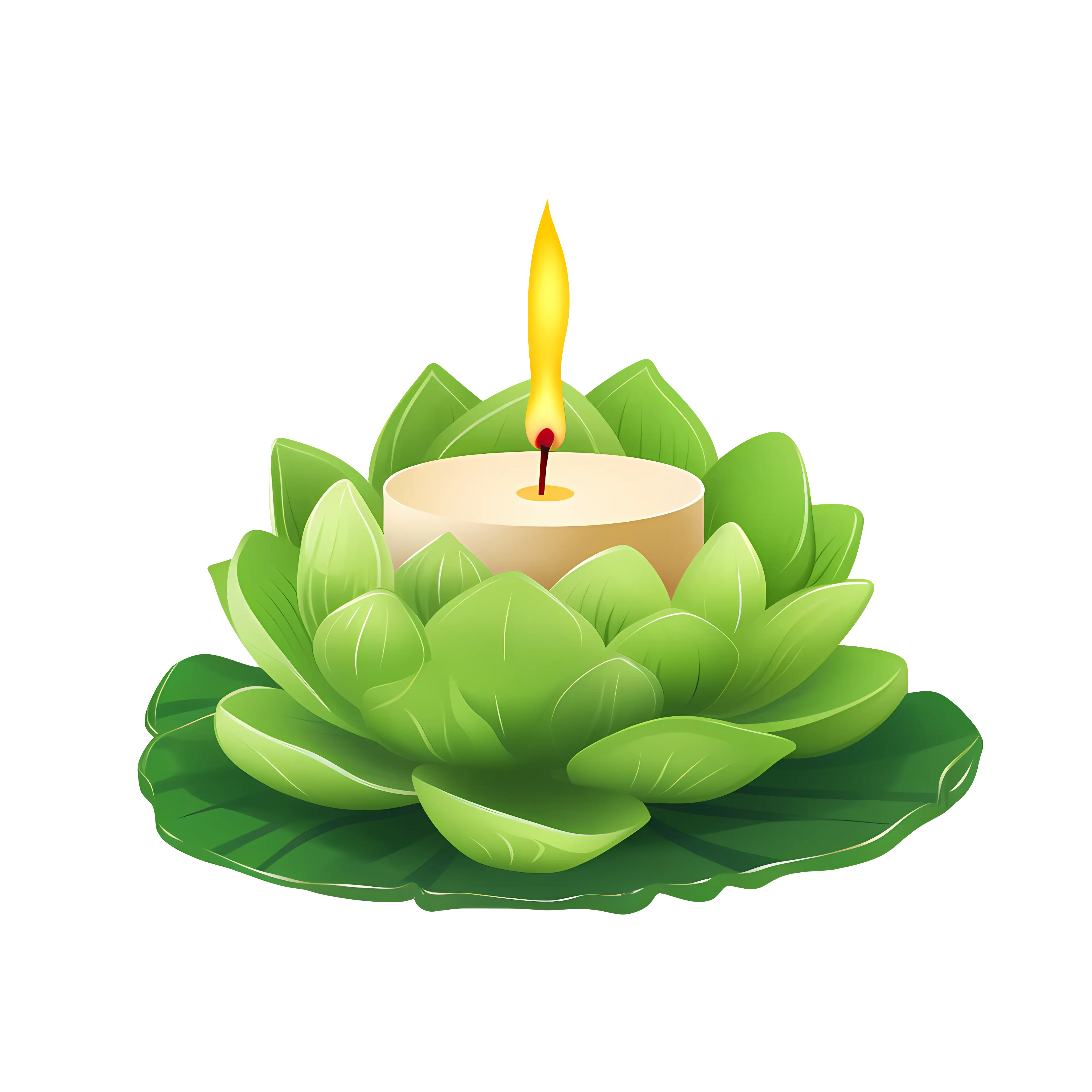 Lotus Flower Candle Illustration with Flame