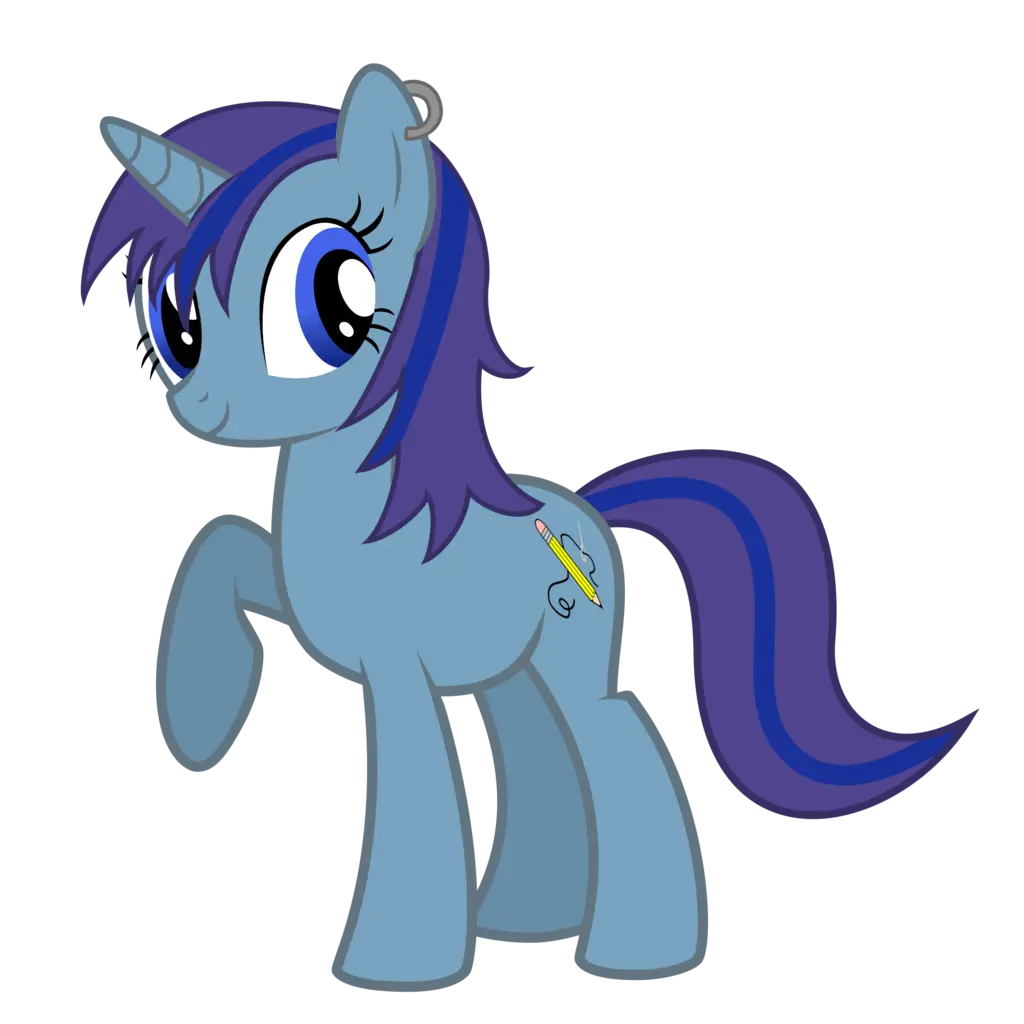 Blue Cartoon Unicorn with Purple Mane