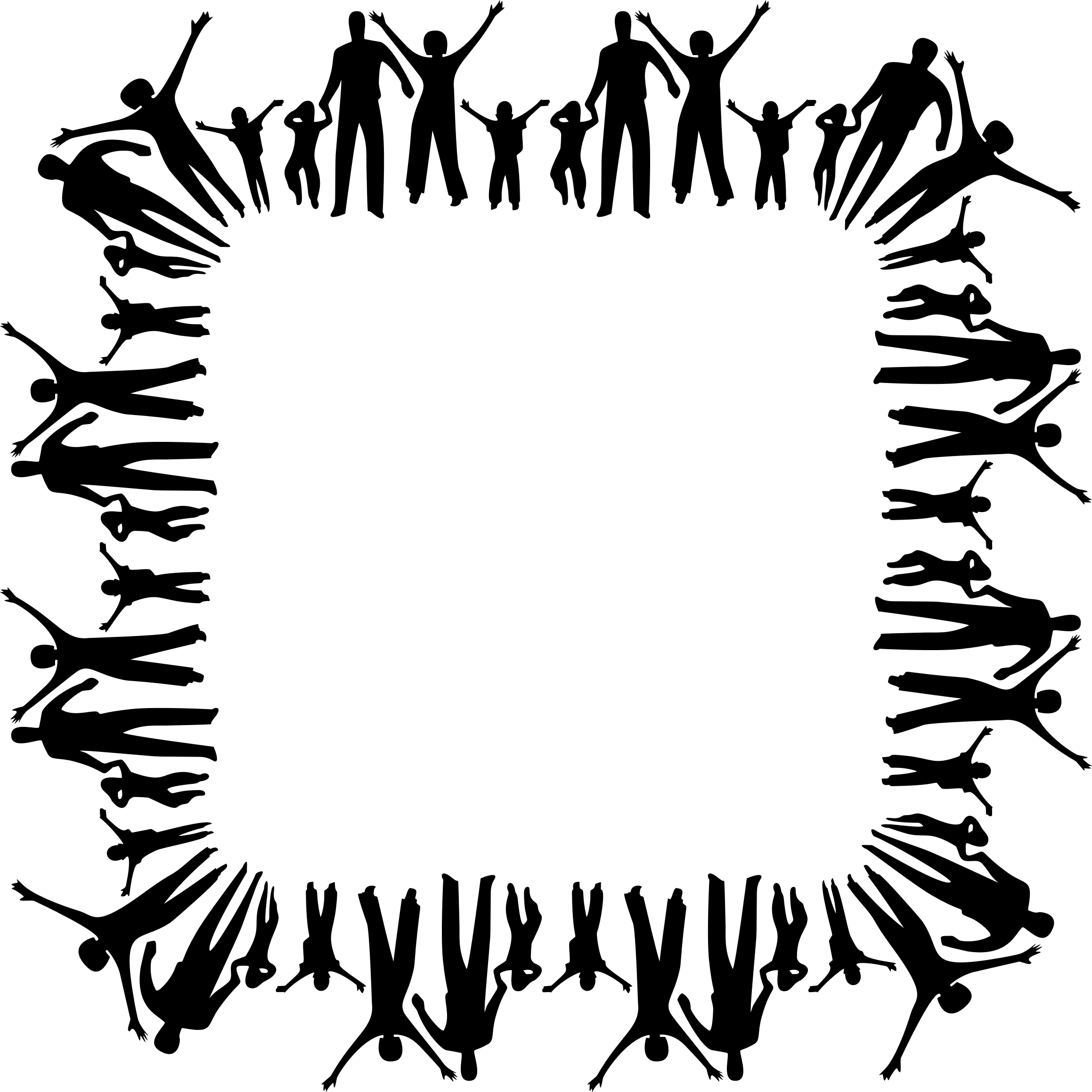 Silhouette Frame of People in Decorative Style