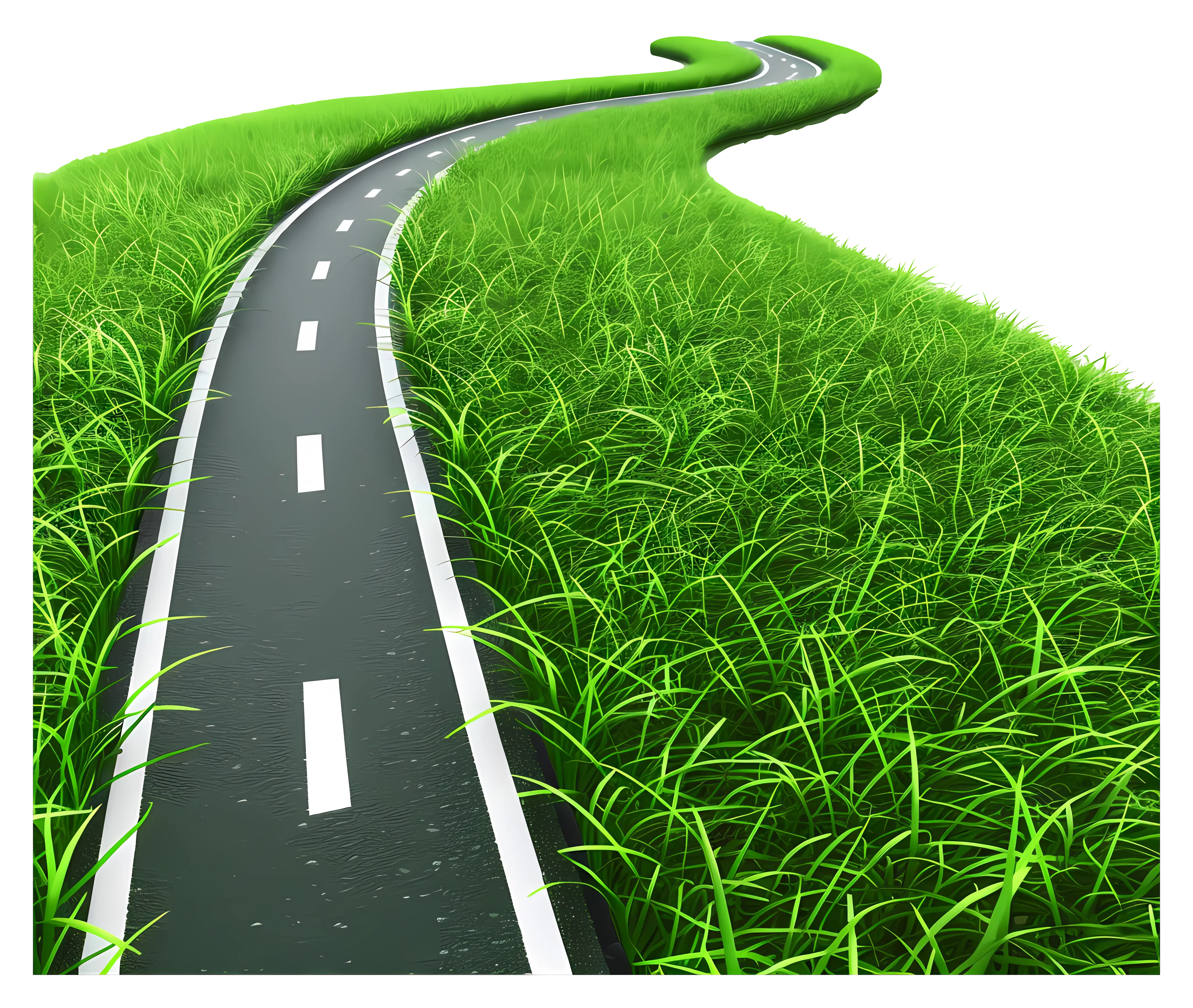 Winding Road through Green Grass