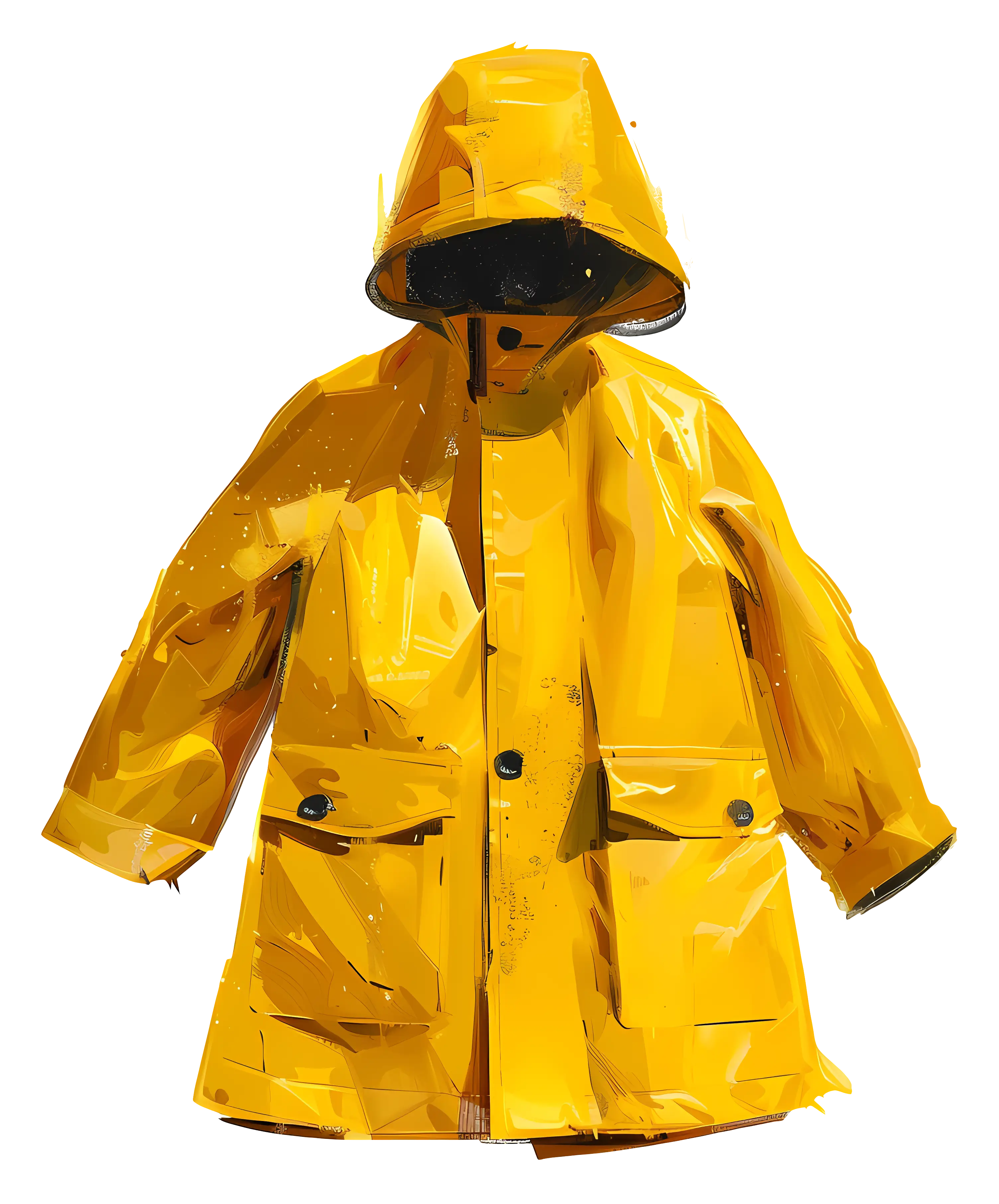 Bright Yellow Hooded Raincoat