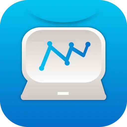 Computer with Graph Icon in Blue Background