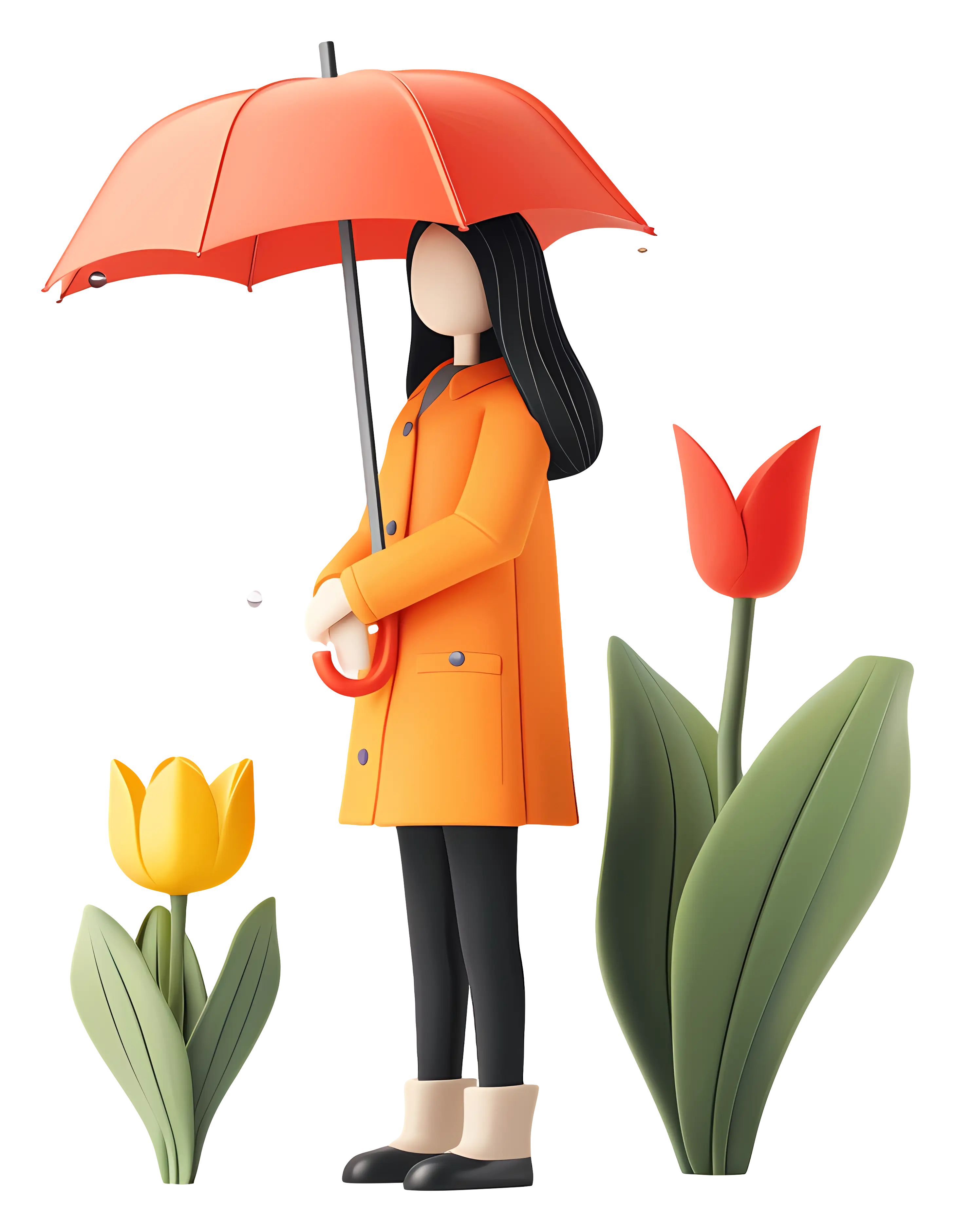 Woman with Umbrella in Spring