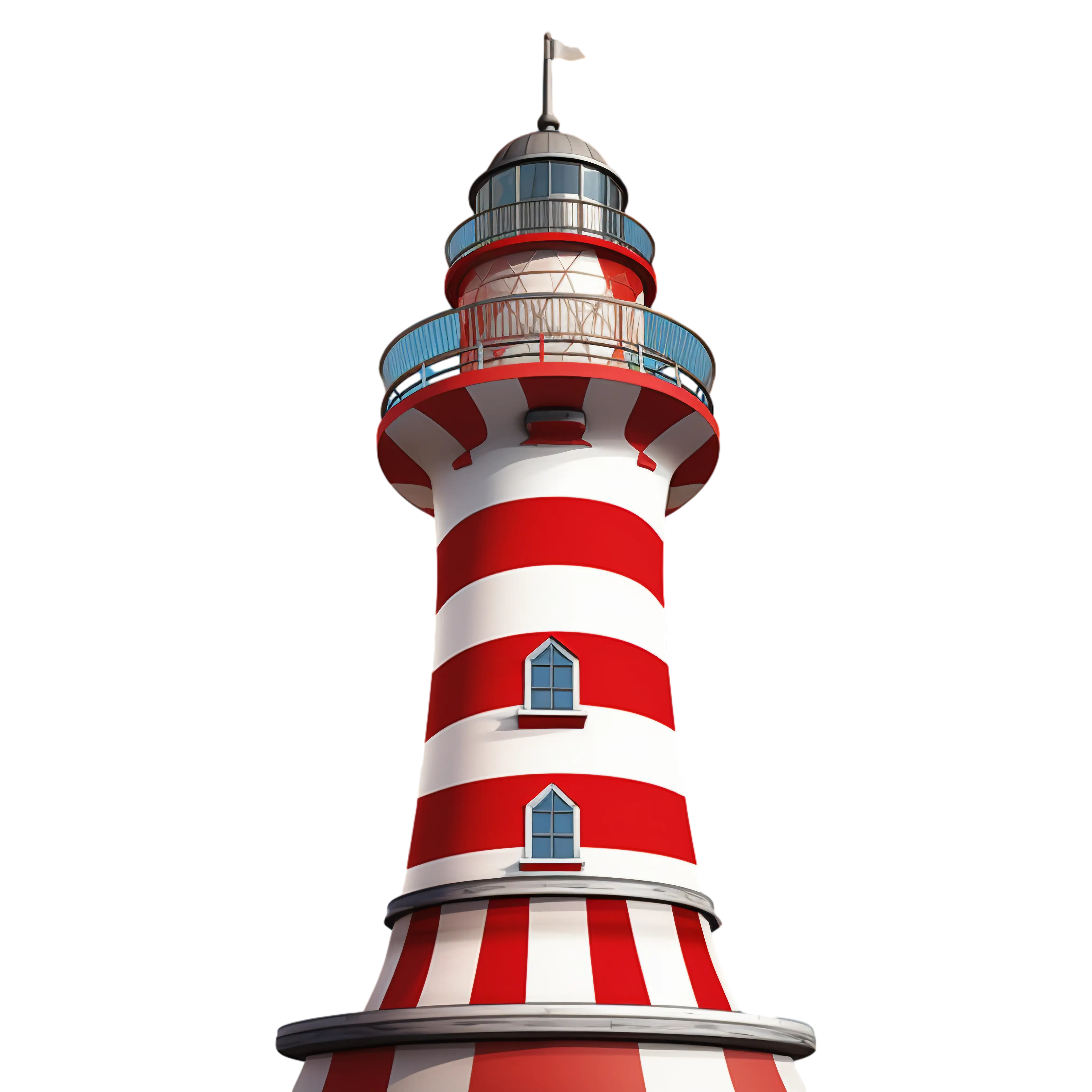 Red and White Striped Lighthouse Illustration
