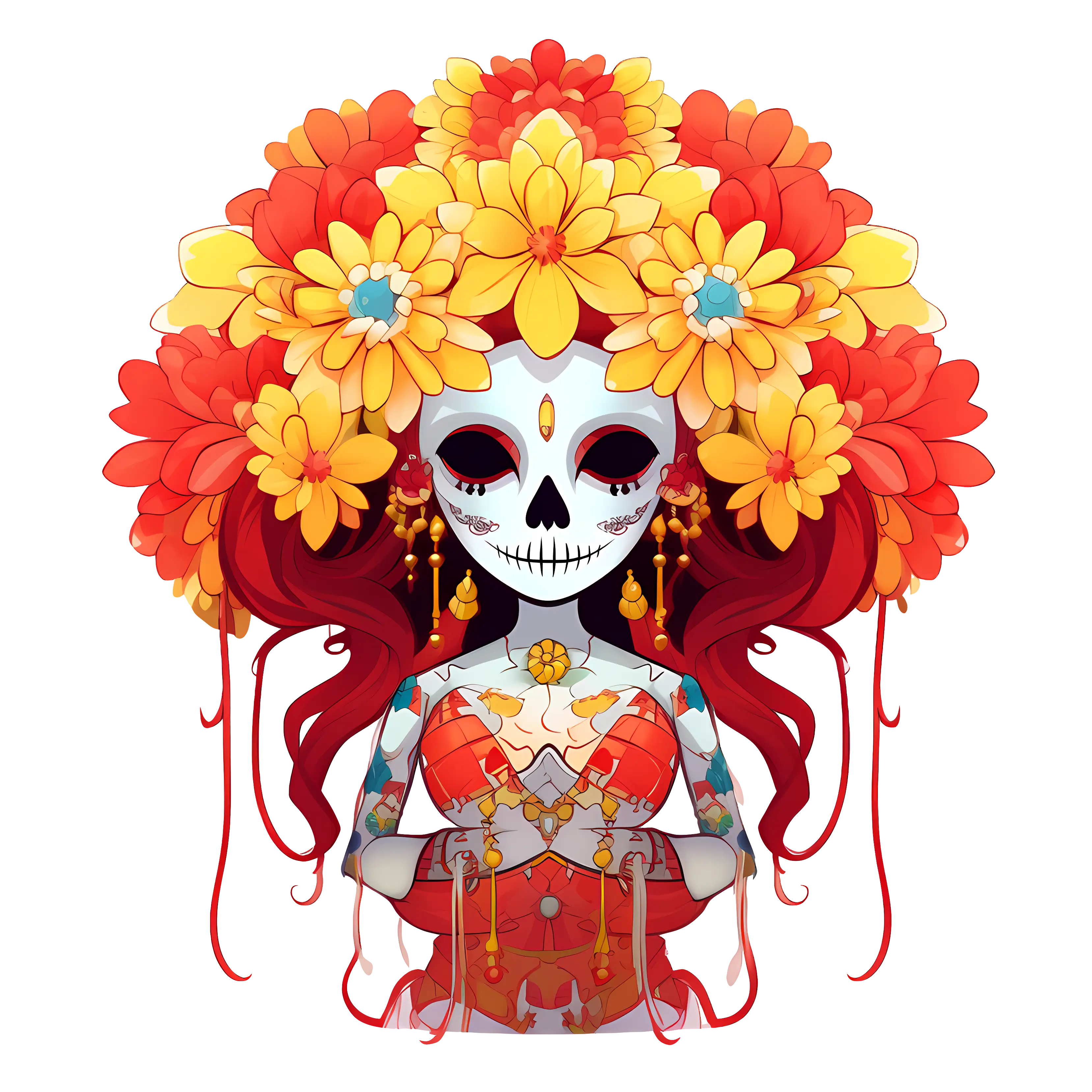 Day of the Dead Skeleton with Flowers