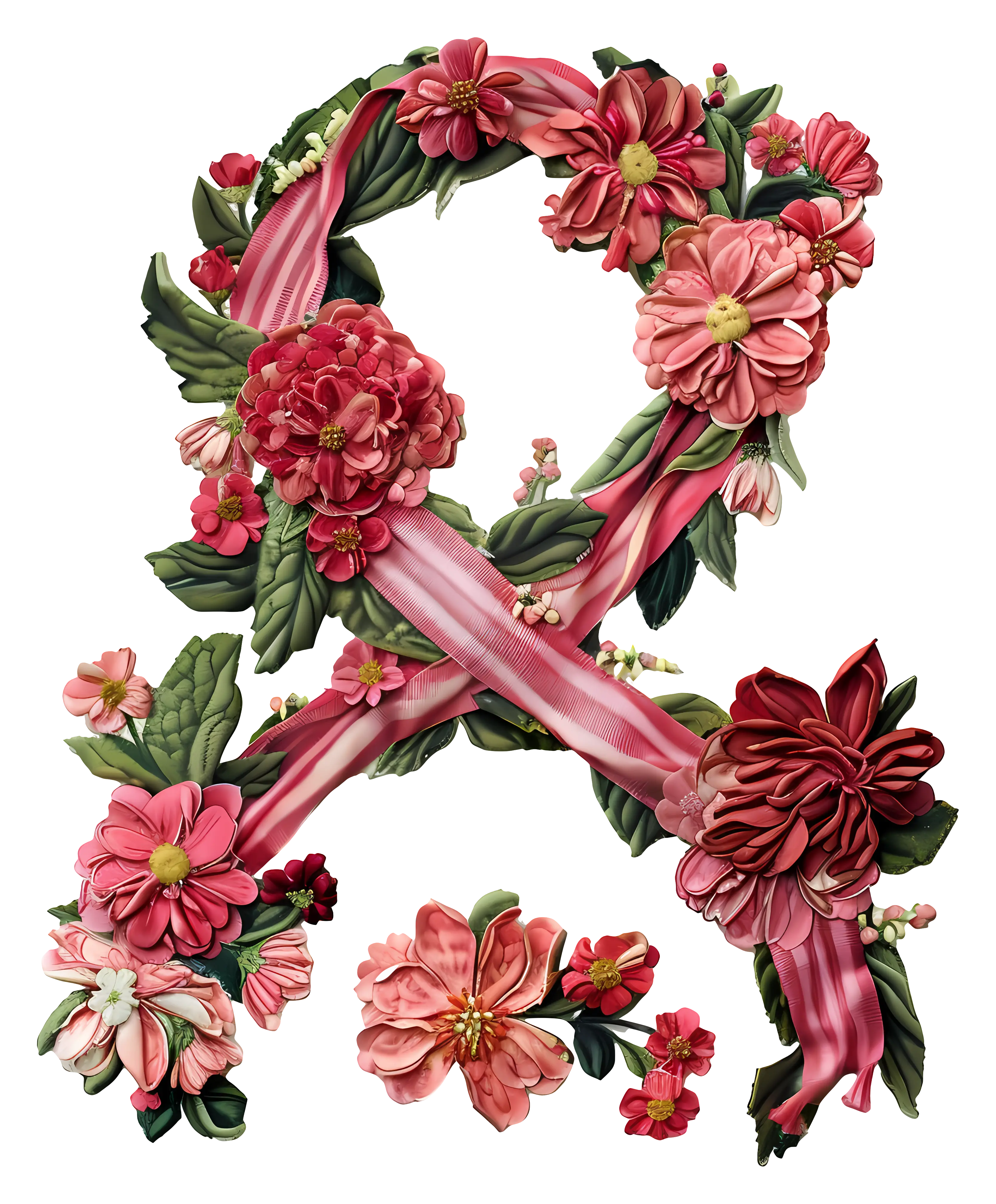 Pink Flower Ribbon