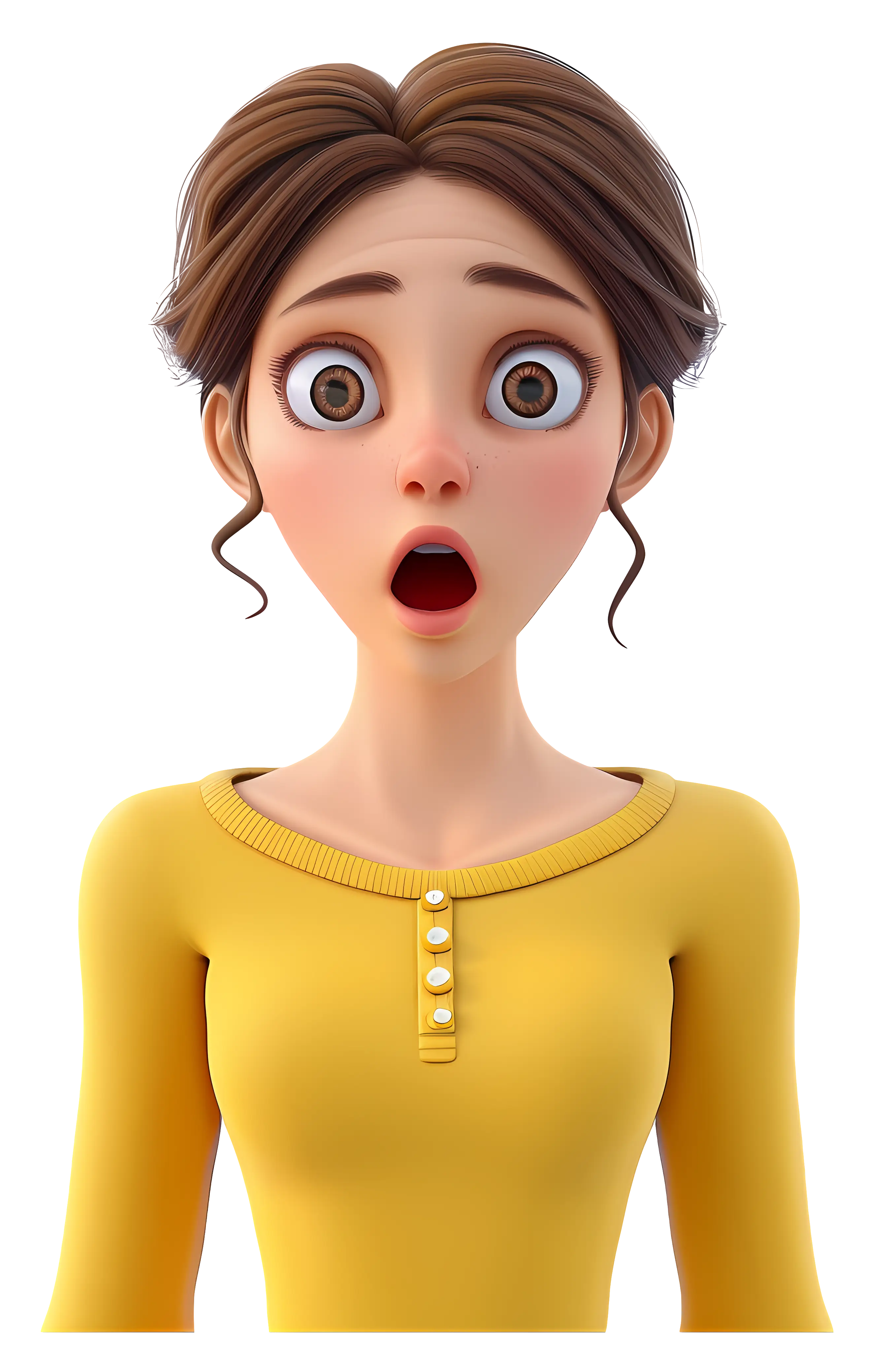 Surprised Cartoon Woman in Yellow Shirt