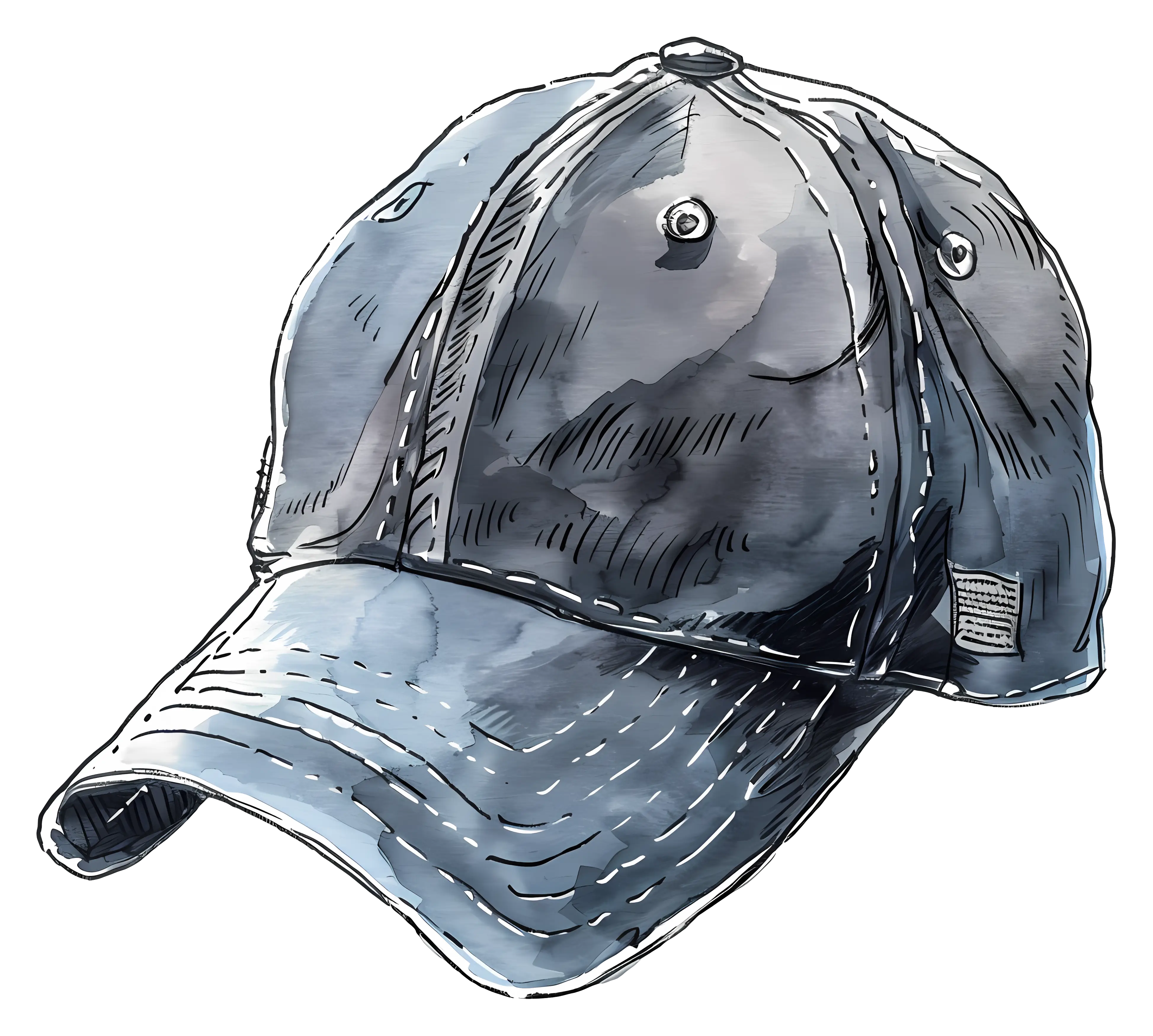 Illustration of a Denim Baseball Cap