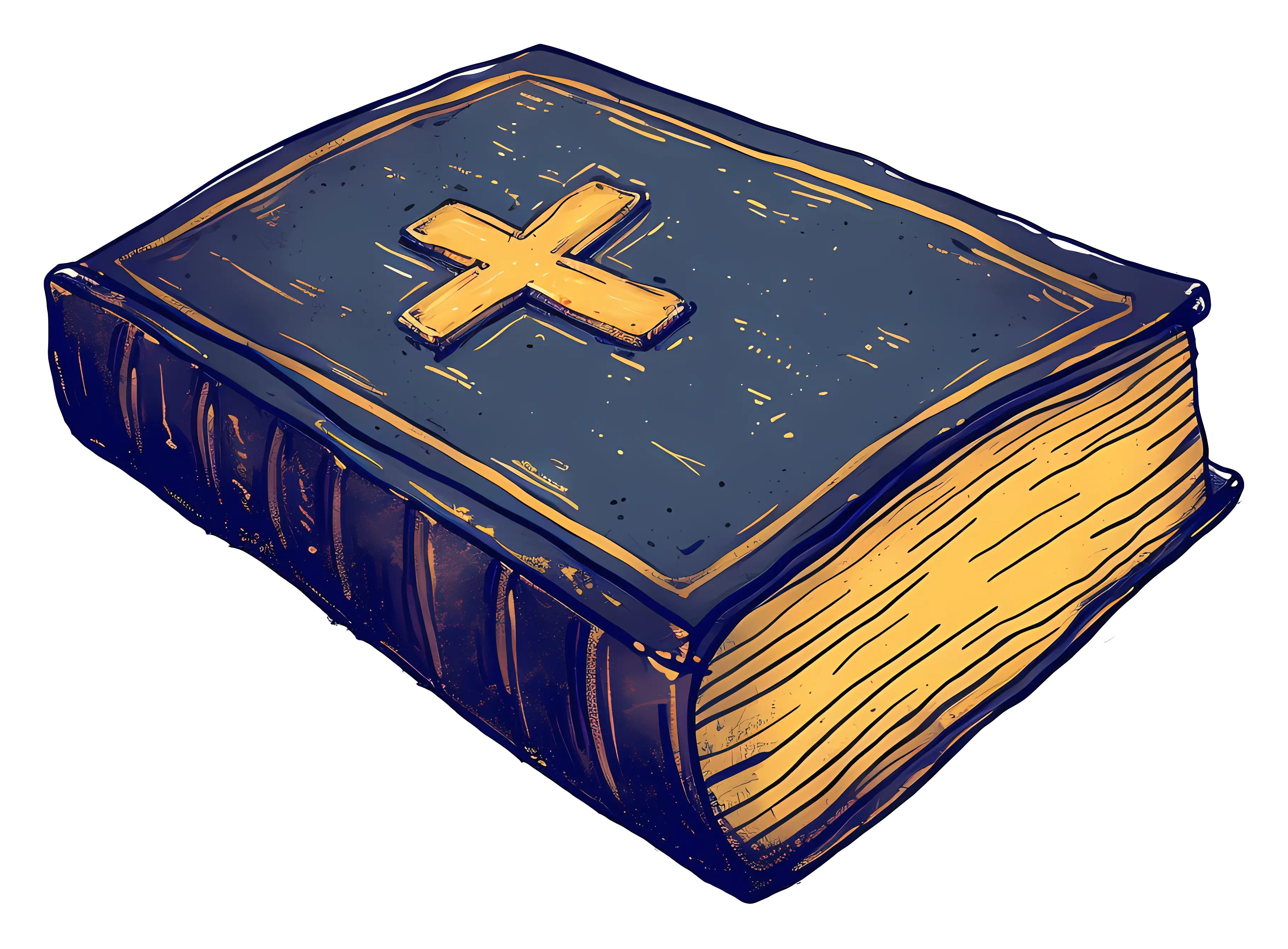 Illustrated Bible with Cross Symbol