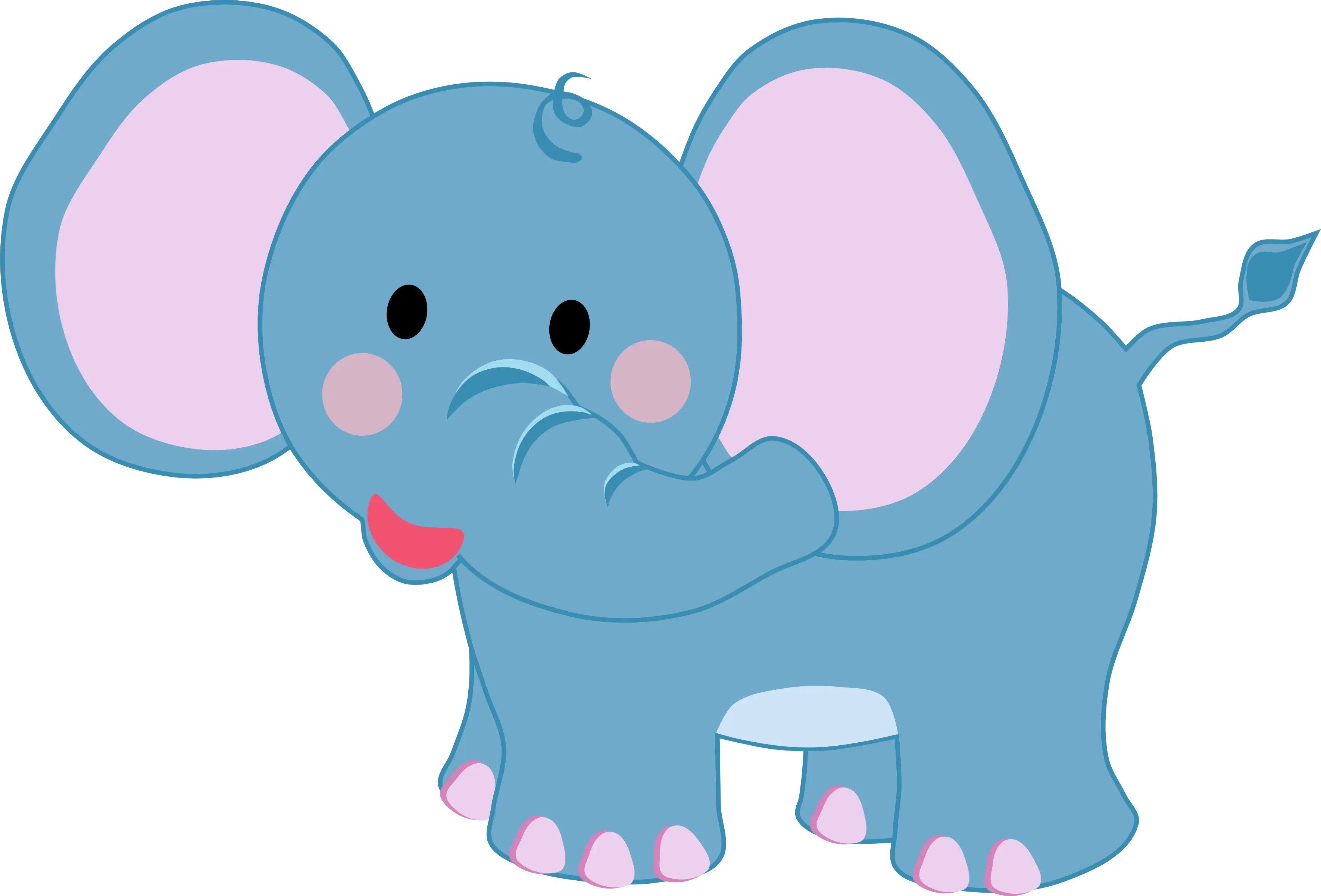 Cute Blue Cartoon Elephant