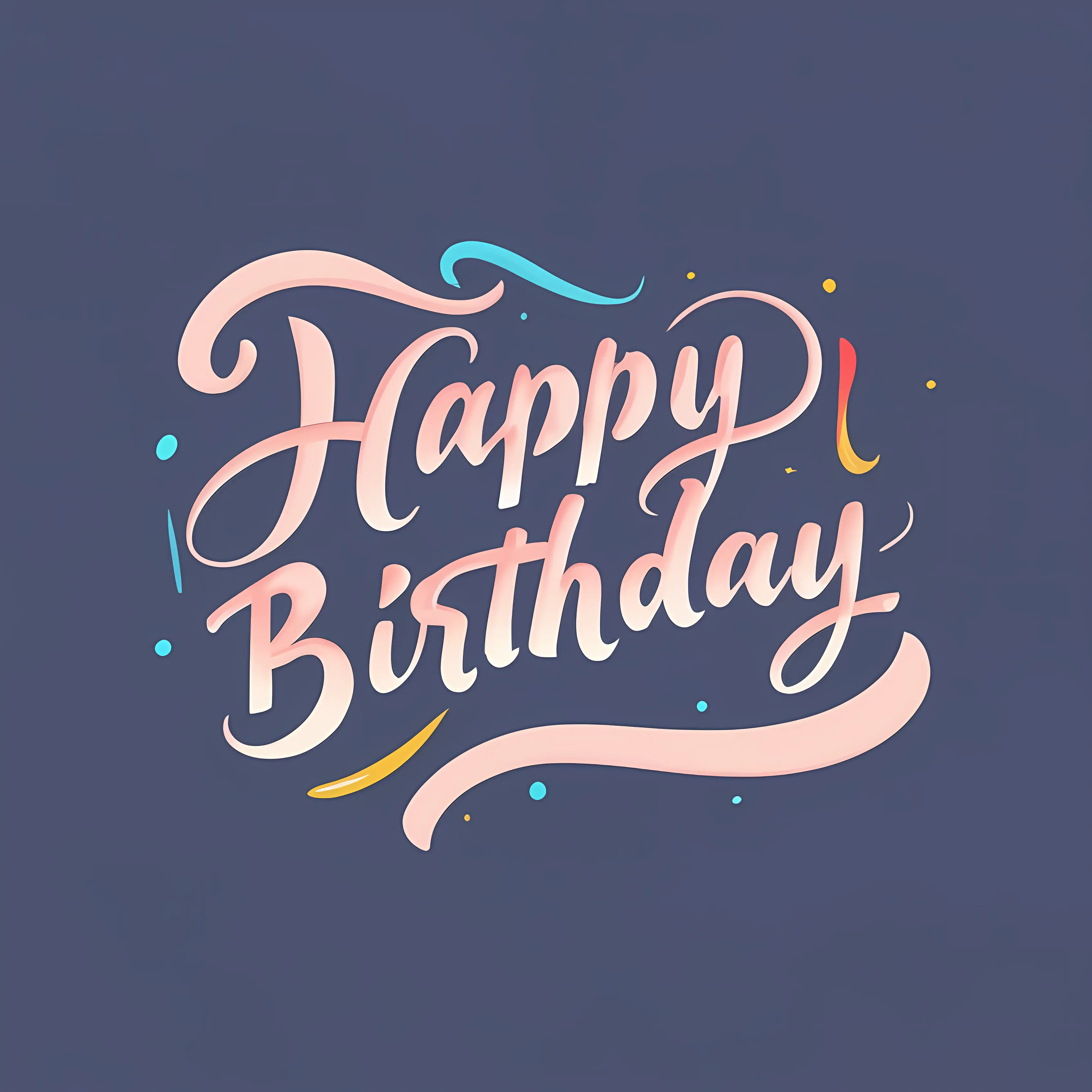 Happy Birthday Typography Design with Festive Decorations