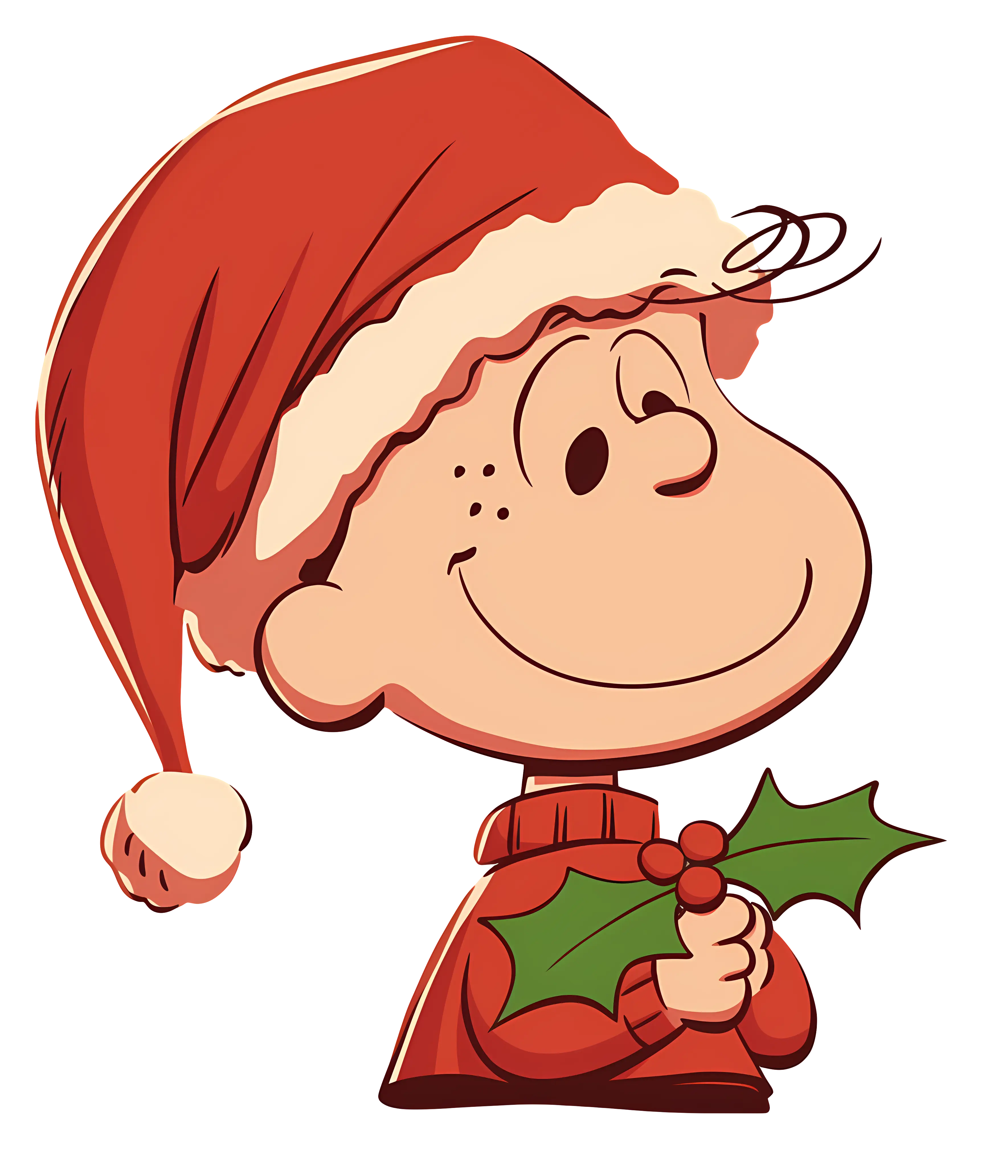 Cartoon Character with Santa Hat