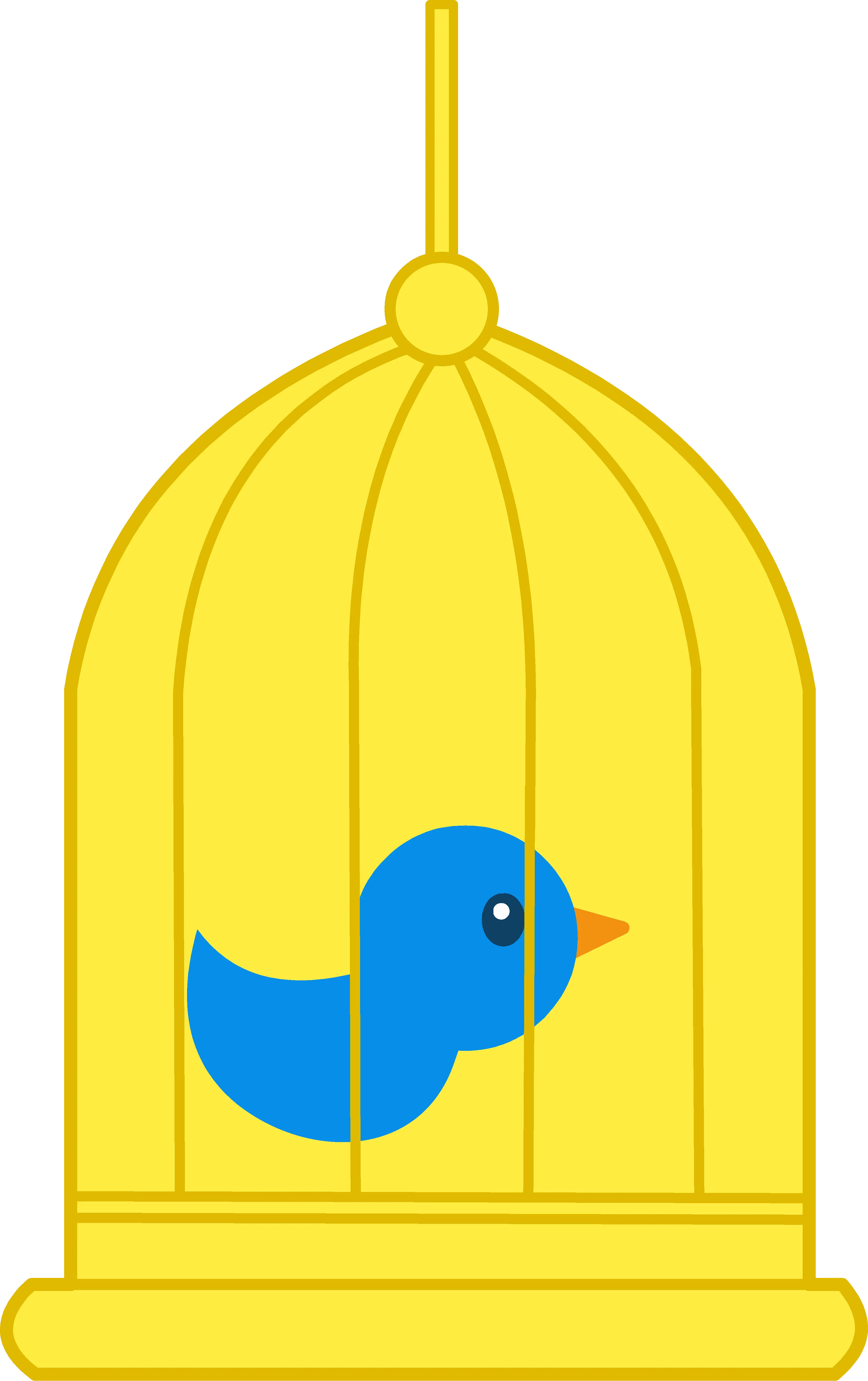 Cute Bird in Yellow Cage