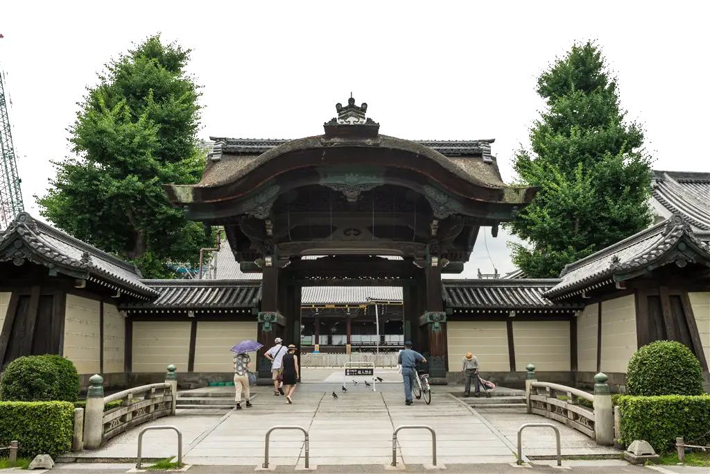 Traditional Japanese Gate with Green Surroundings