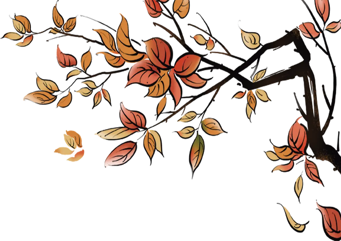 Autumn Branch with Orange Leaves