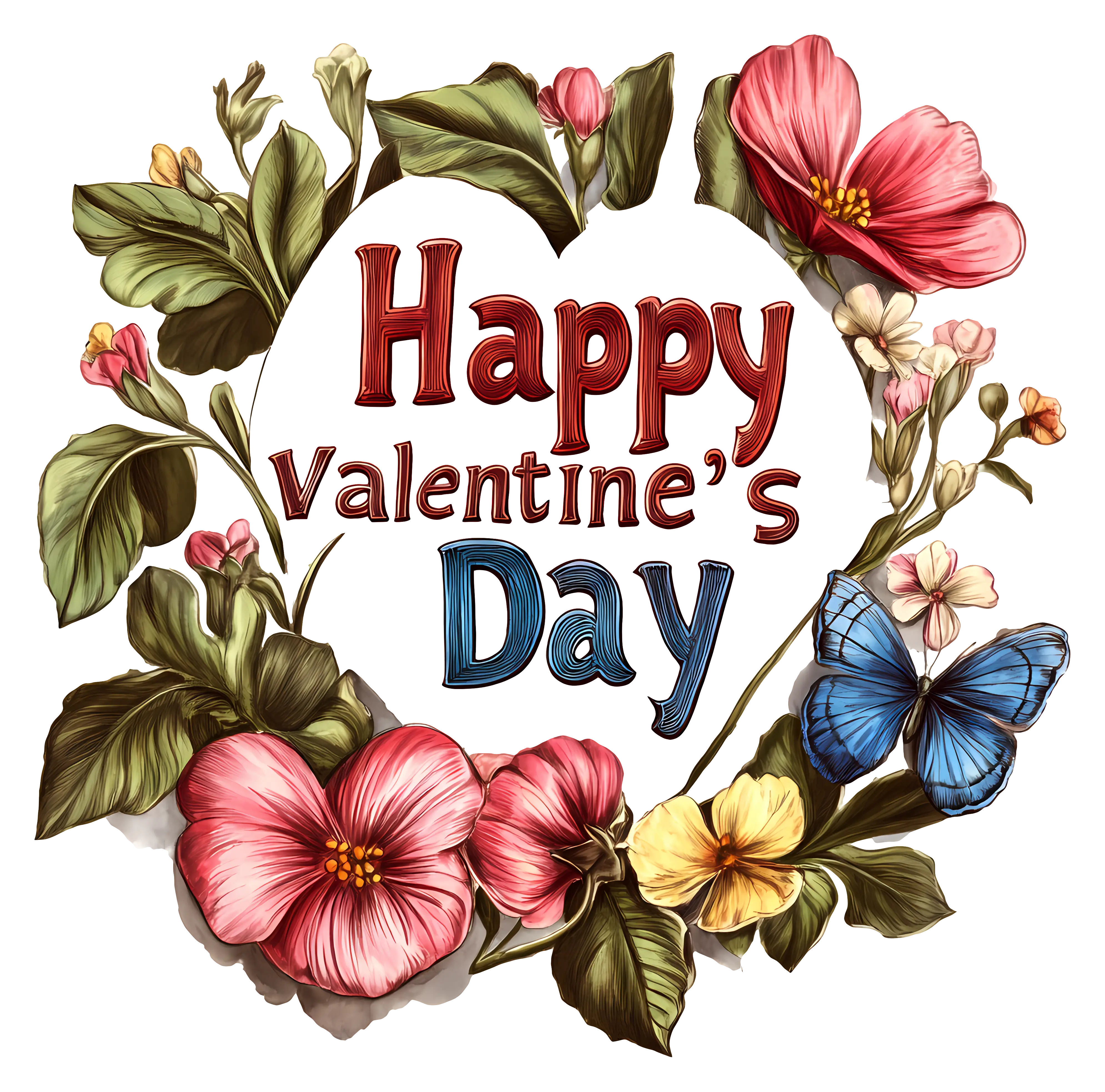 Happy Valentine&#039;s Day Floral Wreath