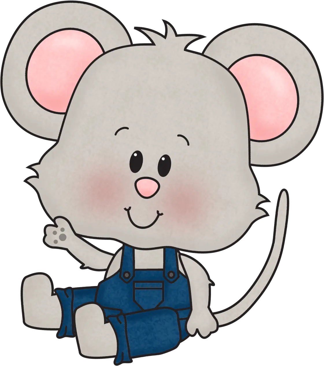 Cute Cartoon Mouse in Overalls
