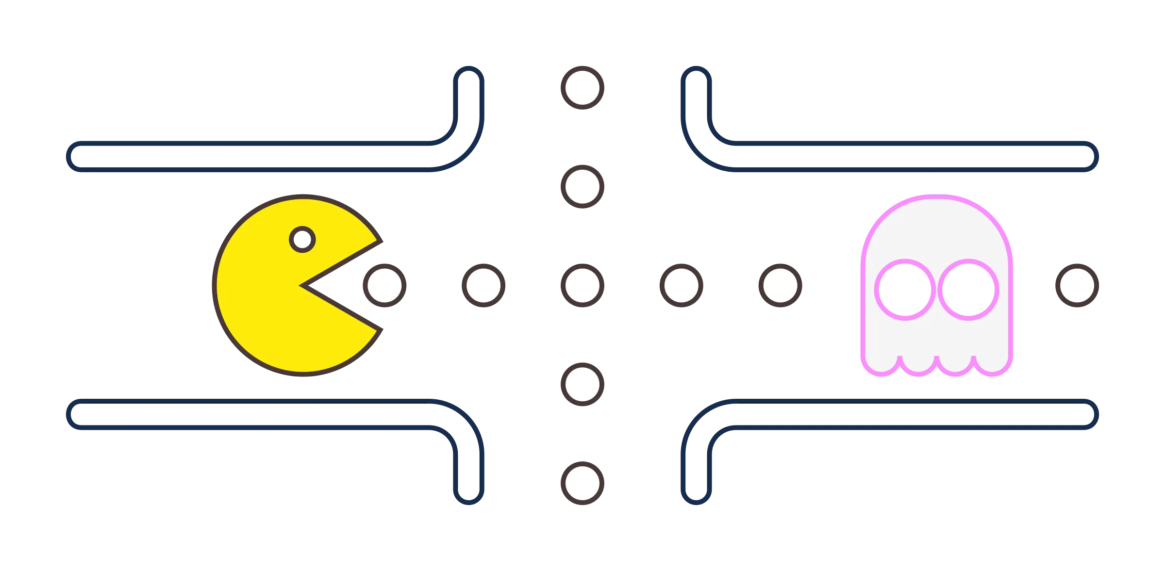 Pac-Man Chasing Ghost in Maze