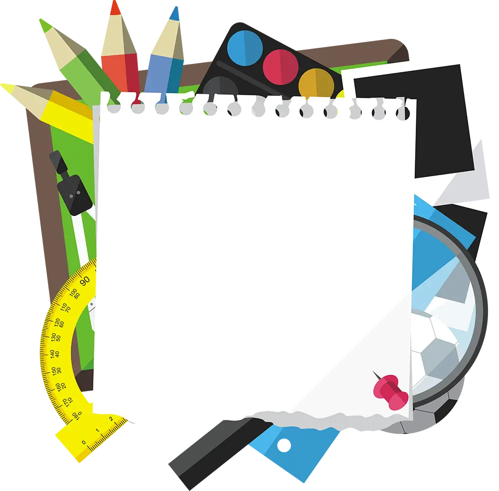 Notebook Frame Surrounded by Stationery Items