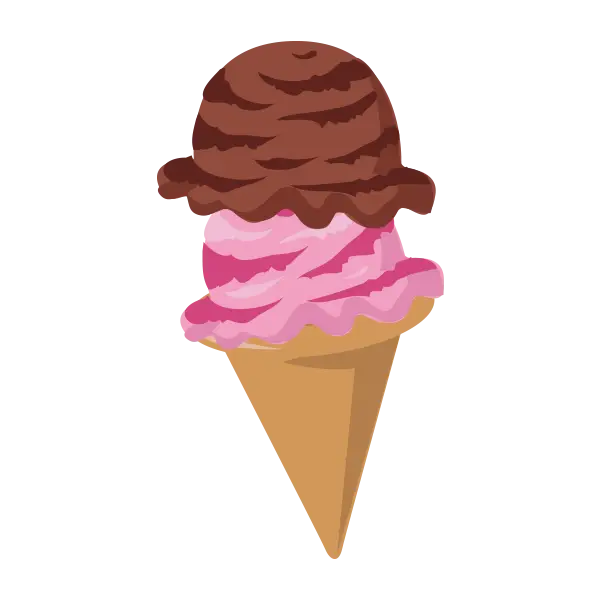 Ice Cream Cone with Two Flavors