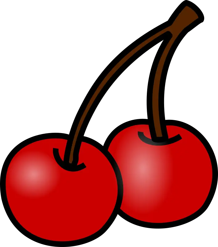 Cartoon Red Cherries Illustration with Glossy Finish