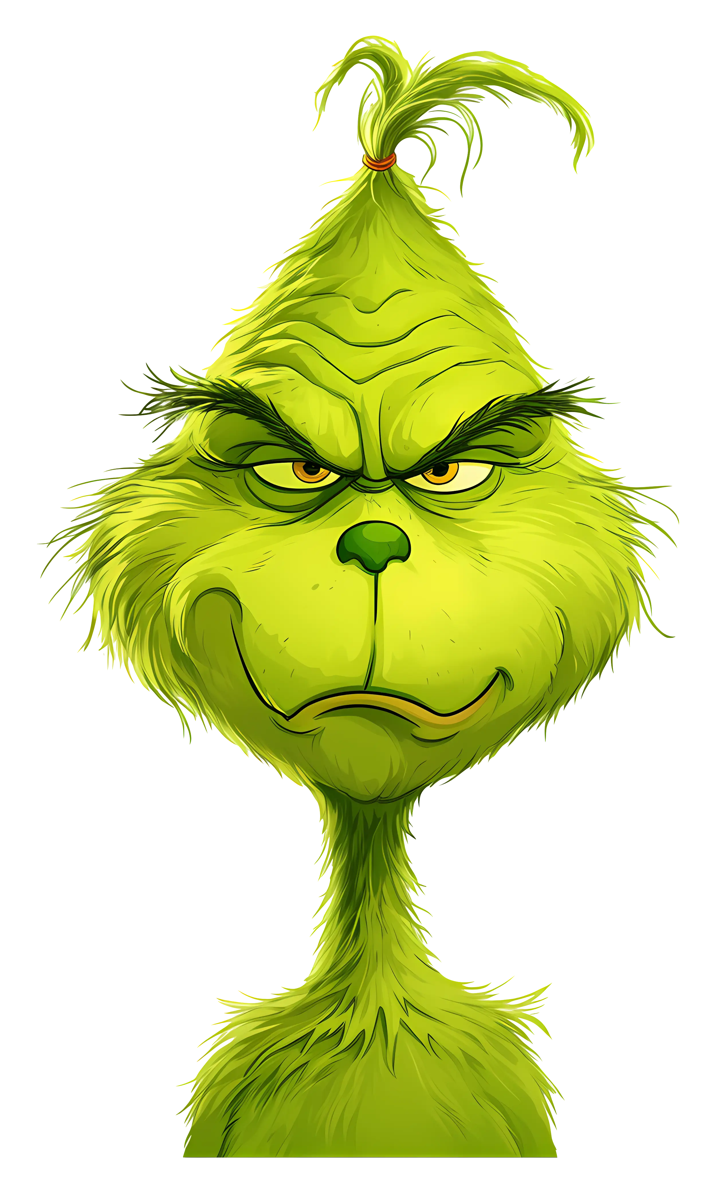 Green Grinch Cartoon Face Illustration