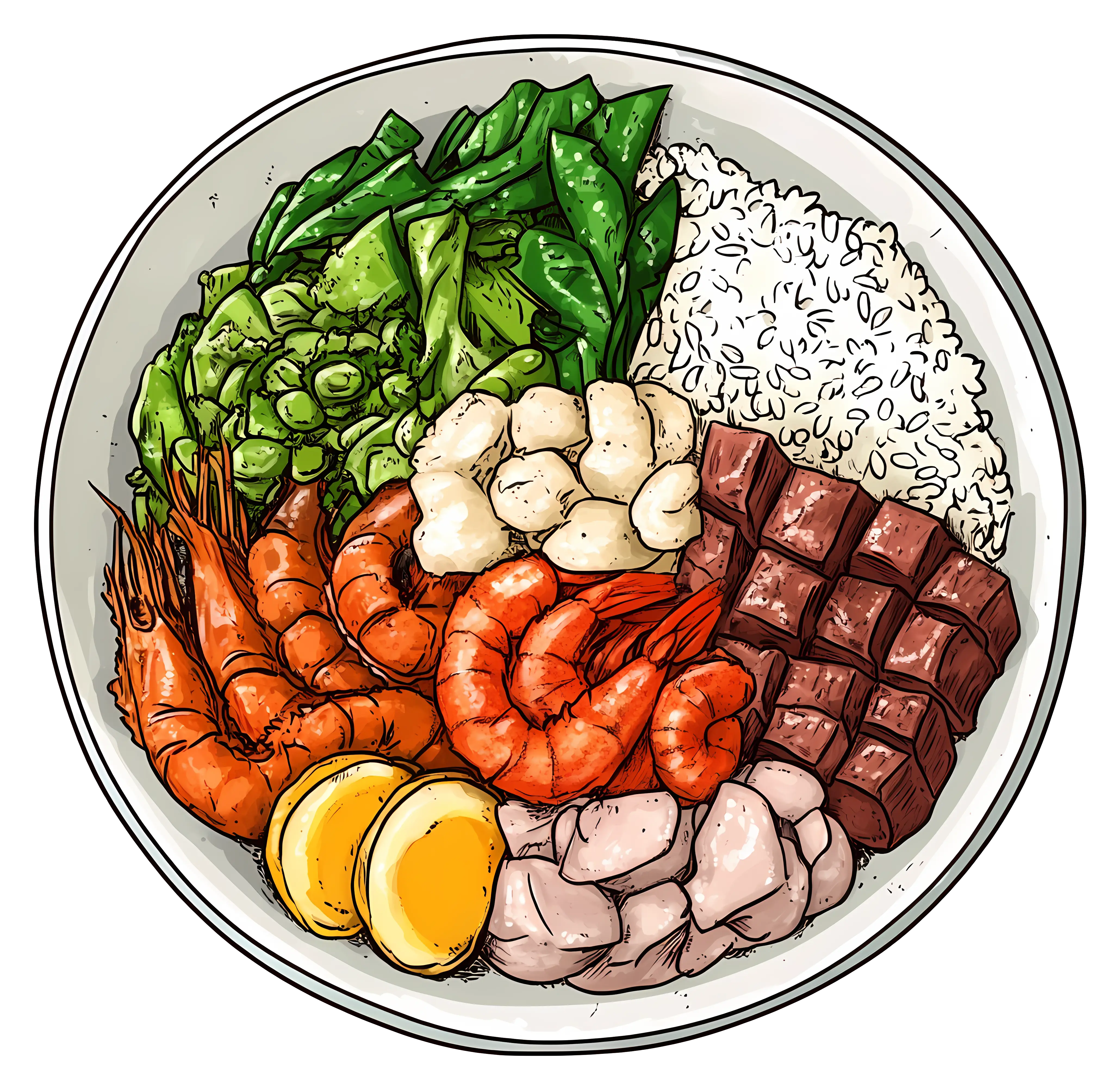 Bowl of Mixed Food Illustration