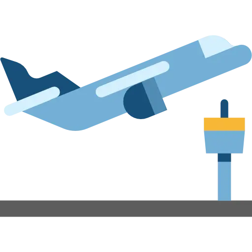 Blue Airplane Taking Off Icon
