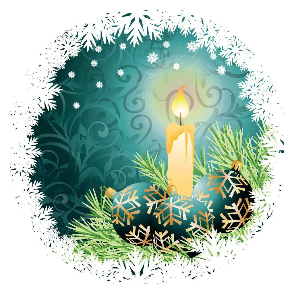 Christmas Candle with Ornaments