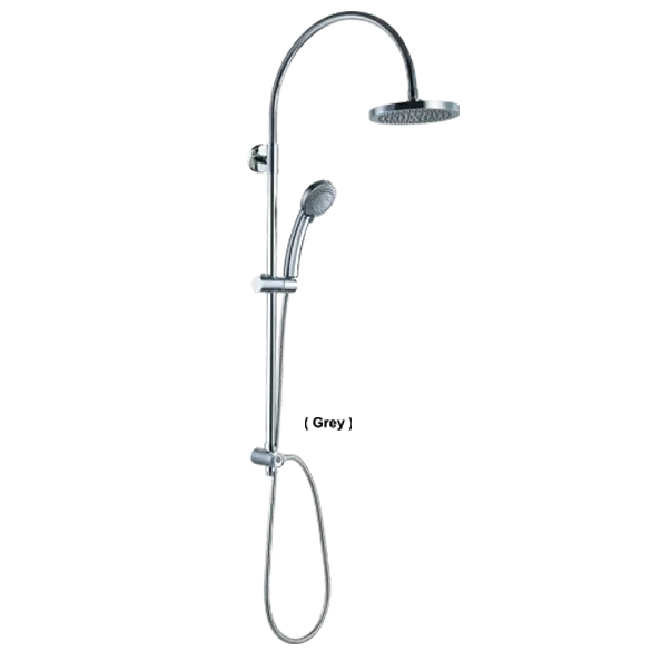 Round Chrome Showerhead with Curve Bar