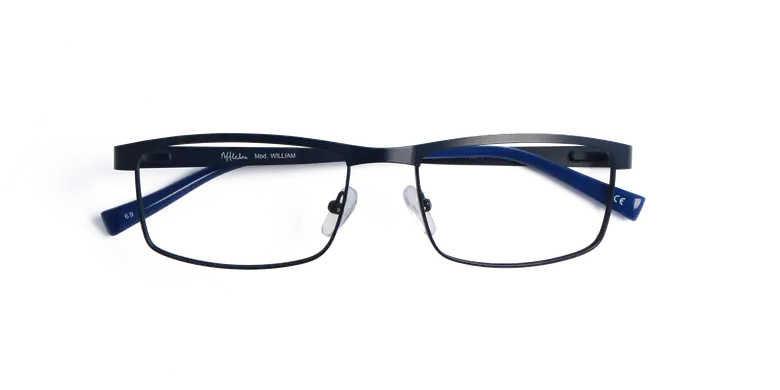Rectangular Glasses with Modern Blue Accents