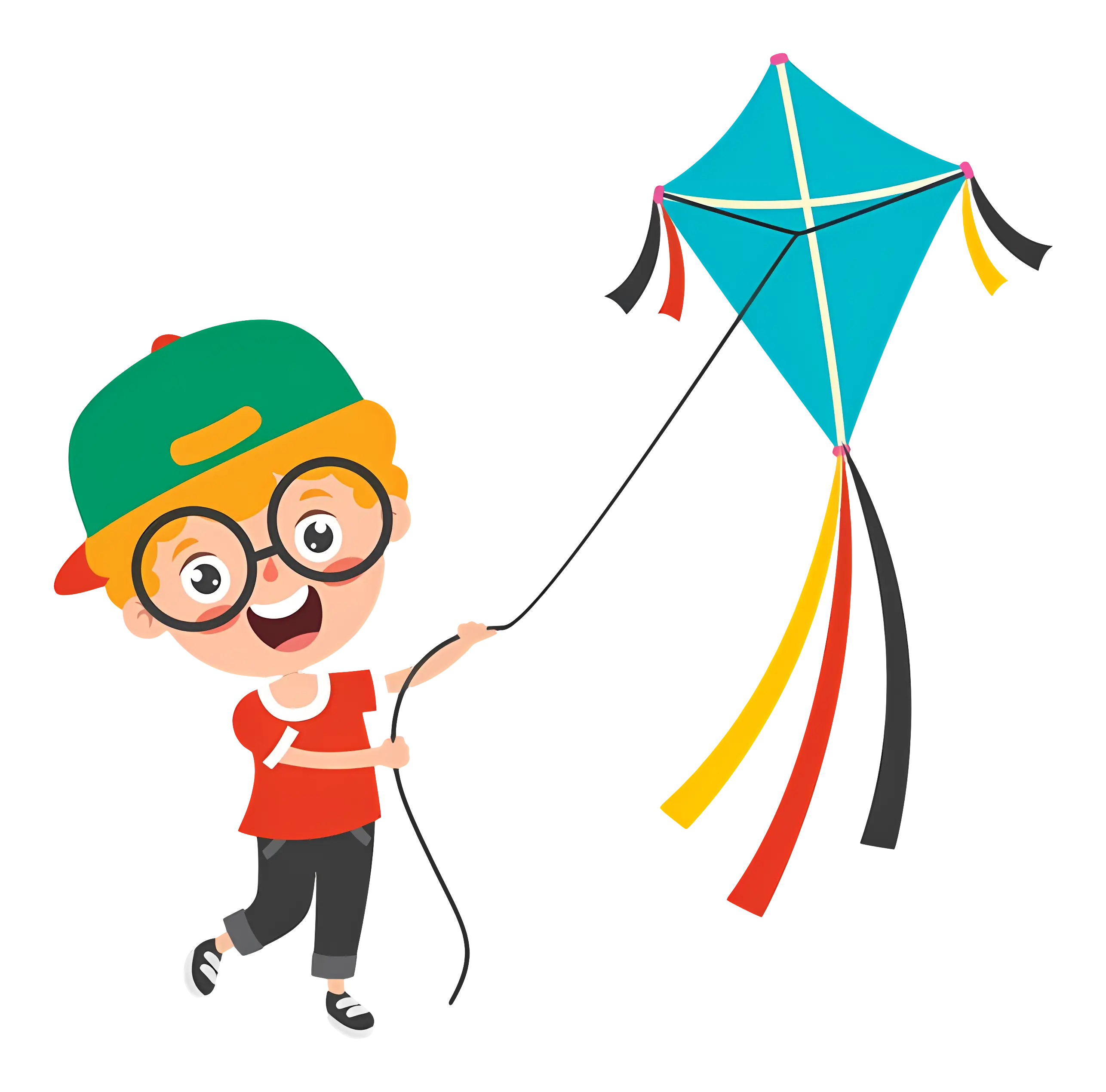 Boy Flying a Kite in the Sky